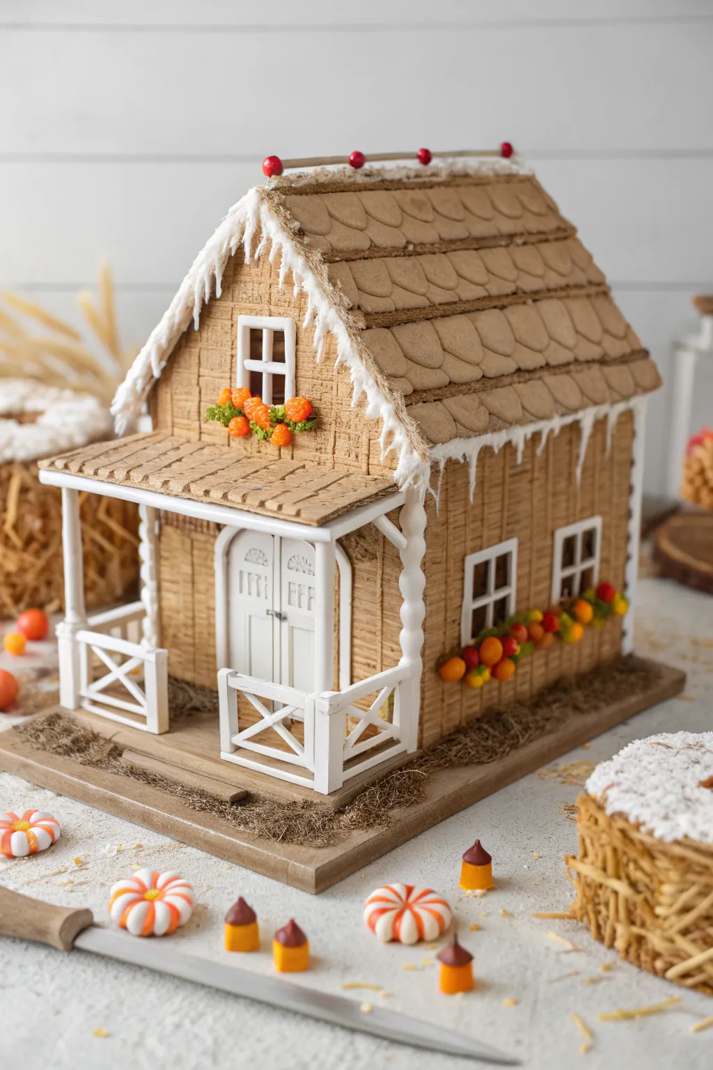 Embrace the warmth of the season with this charming gingerbread farmhouse, where simplicity meets sweet creativity.