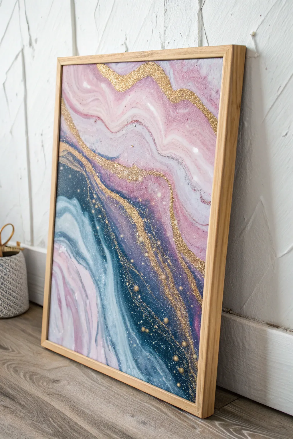 Bring a touch of cosmic elegance to your space with this Glitter Marble Art masterpiece.