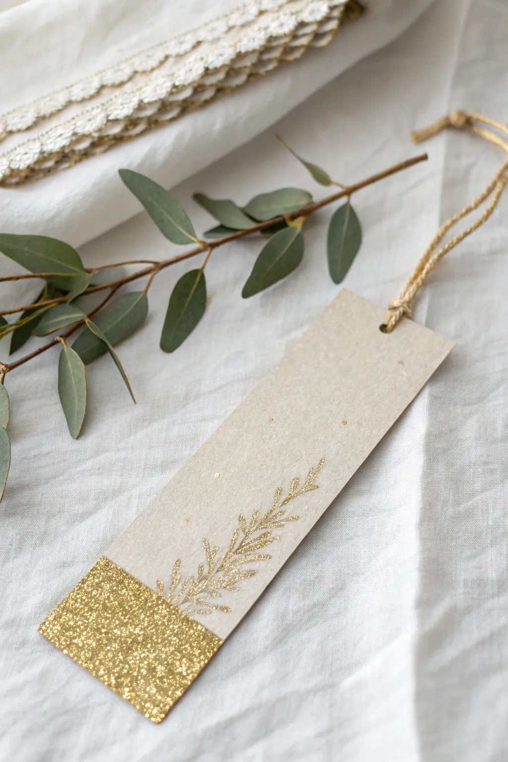Add a touch of elegance to your reading with a handcrafted glitter bookmark.