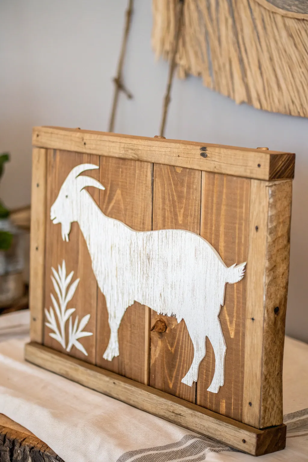 Bring the rustic charm of the countryside into your home with this elegantly crafted goat sign. 🐐✨ #RusticDecor #GoatCrafts