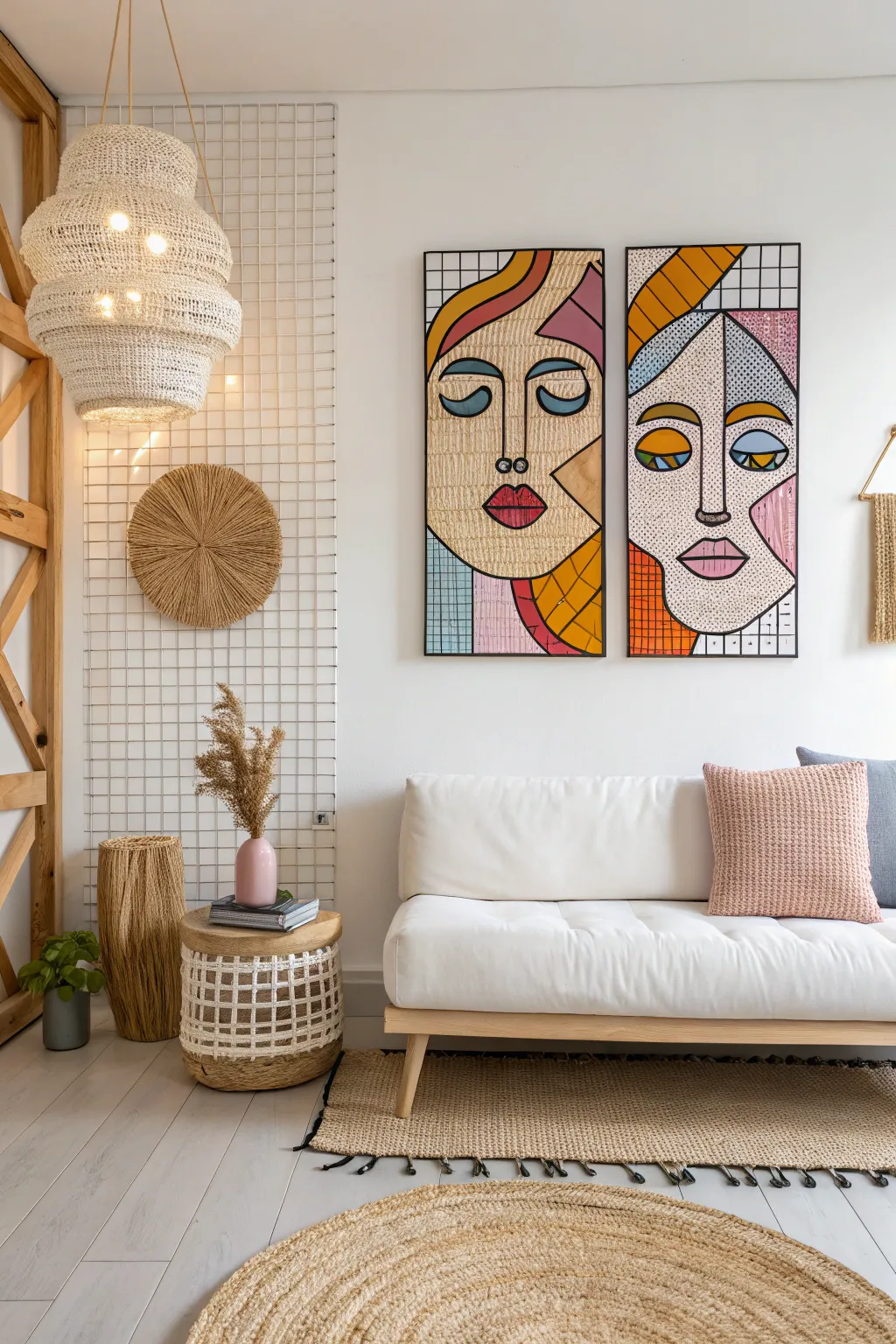 Embrace the allure of abstract faces in pixel art, where modern vibes meet minimalist elegance.
