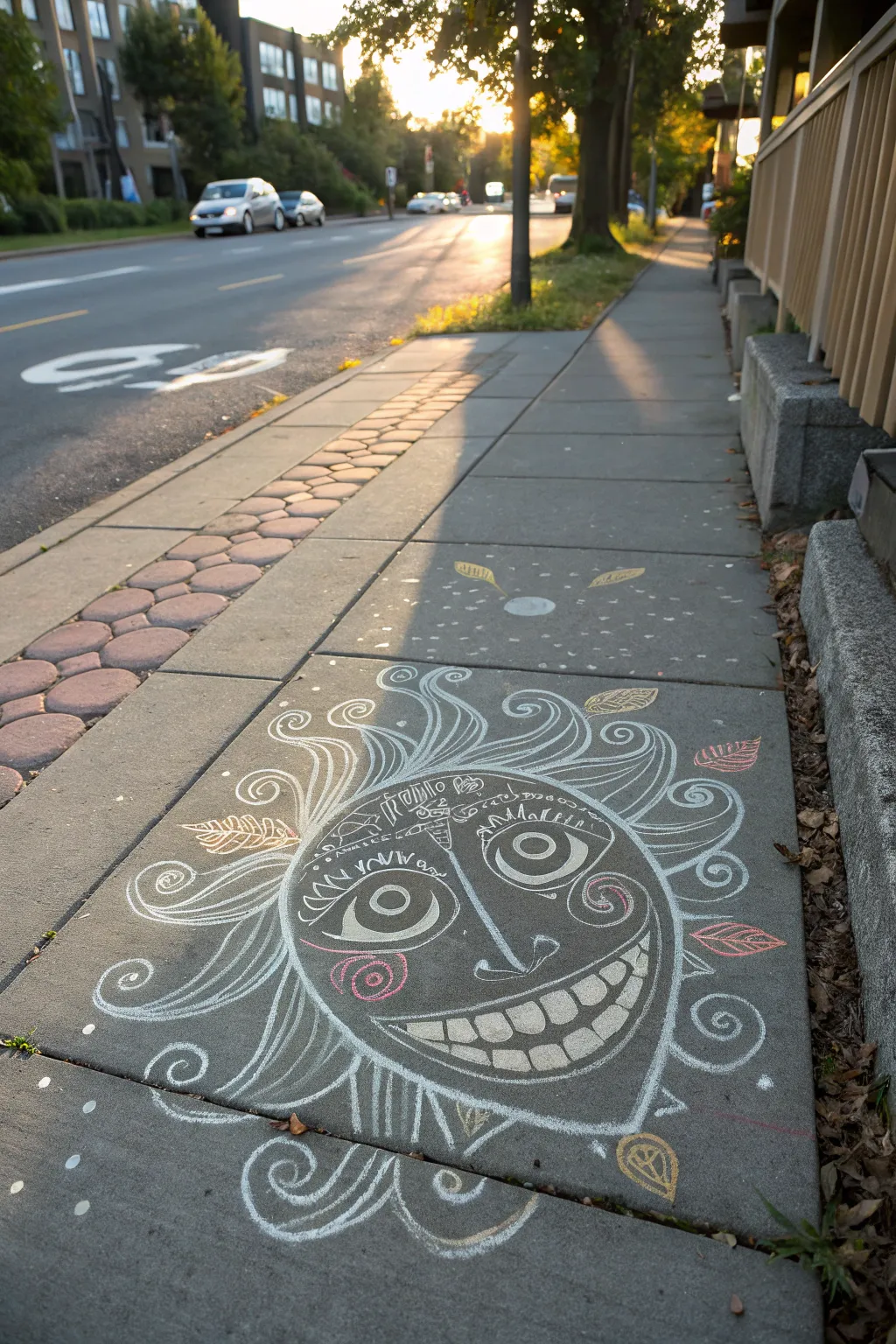 Bring joy to your walkway with charming, minimalist chalk art faces this Halloween!