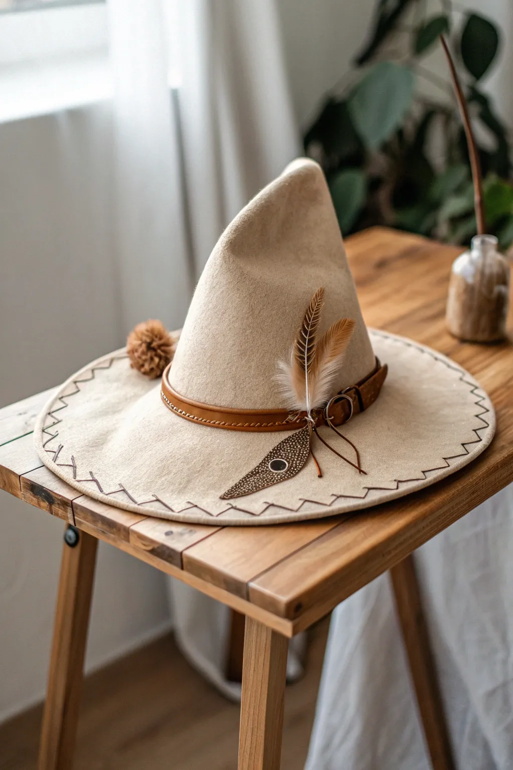 Embrace timeless elegance this Halloween with a classic witch hat, where simplicity meets artisanal charm.