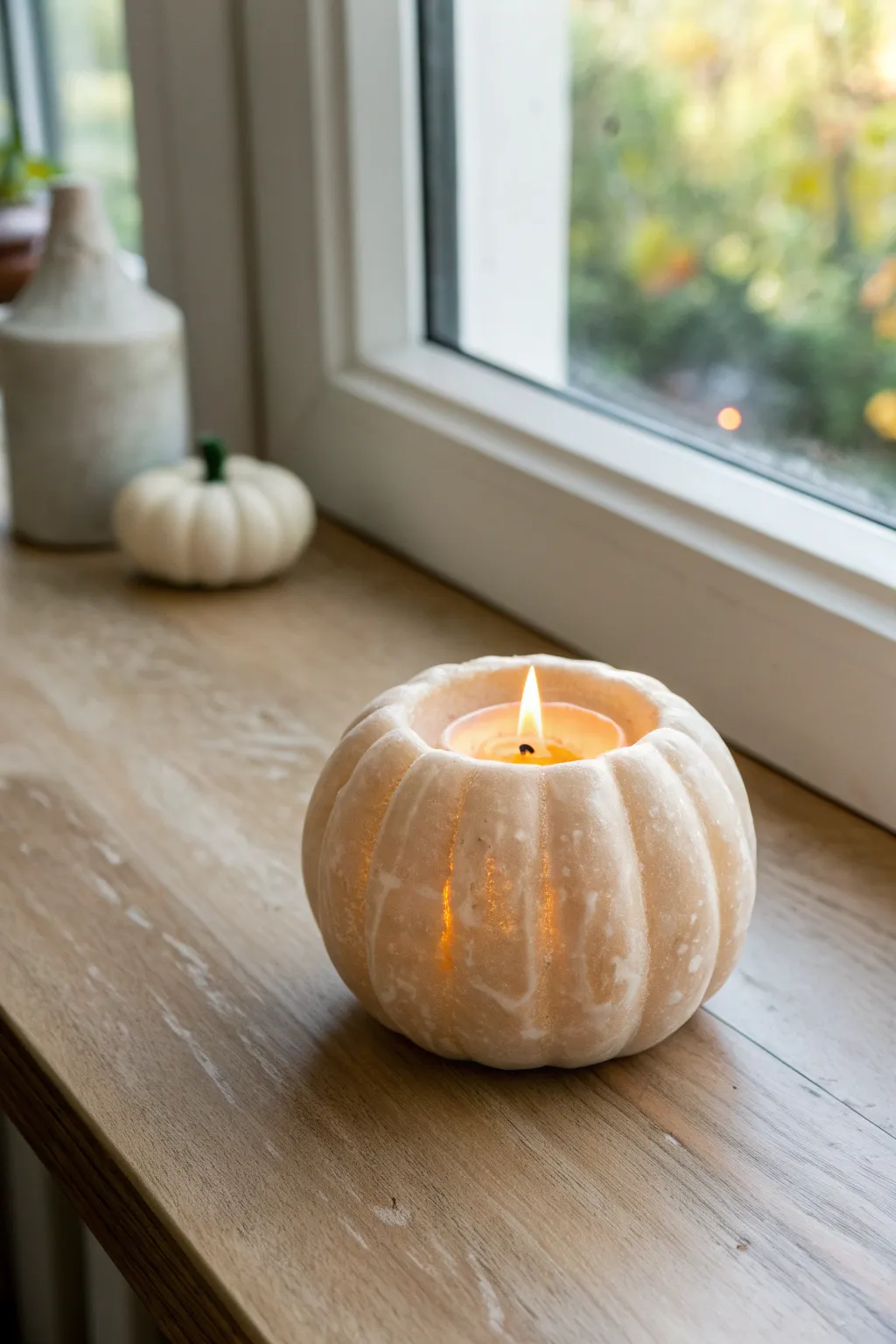 Embrace cozy elegance with a pumpkin-shaped resin candle holder, perfect for a warm Halloween glow. 🎃🕯️ #ScandiBoho #Craftsmanship