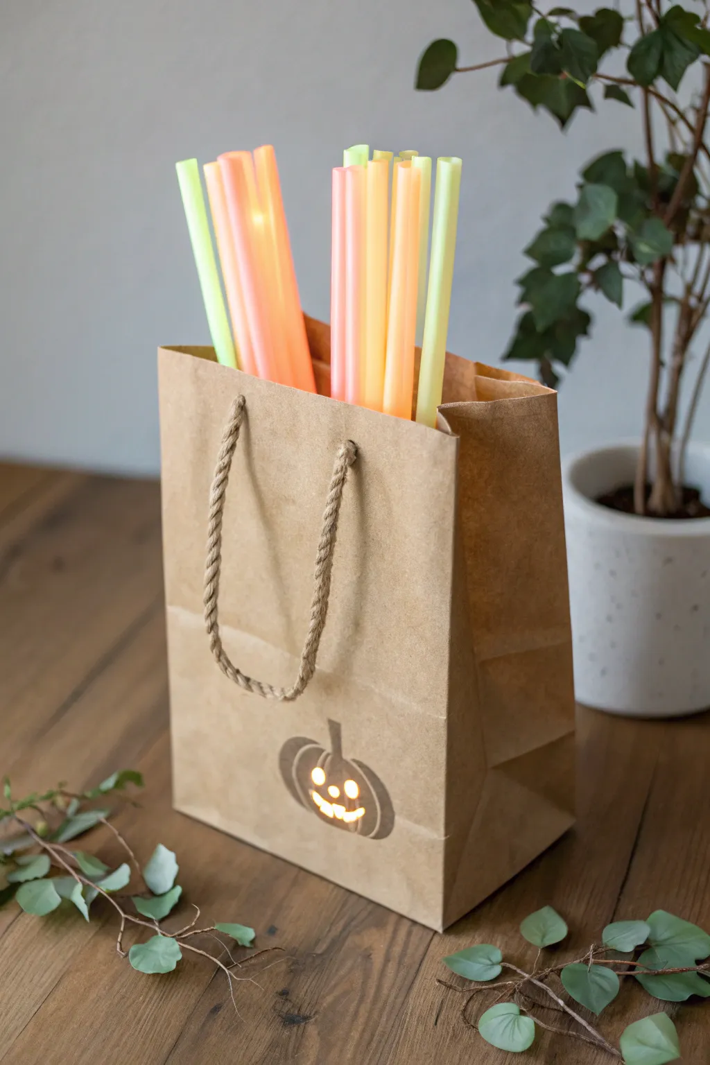 Illuminate your Halloween with these charming glow stick treat bags—stylish and safe for trick-or-treaters!