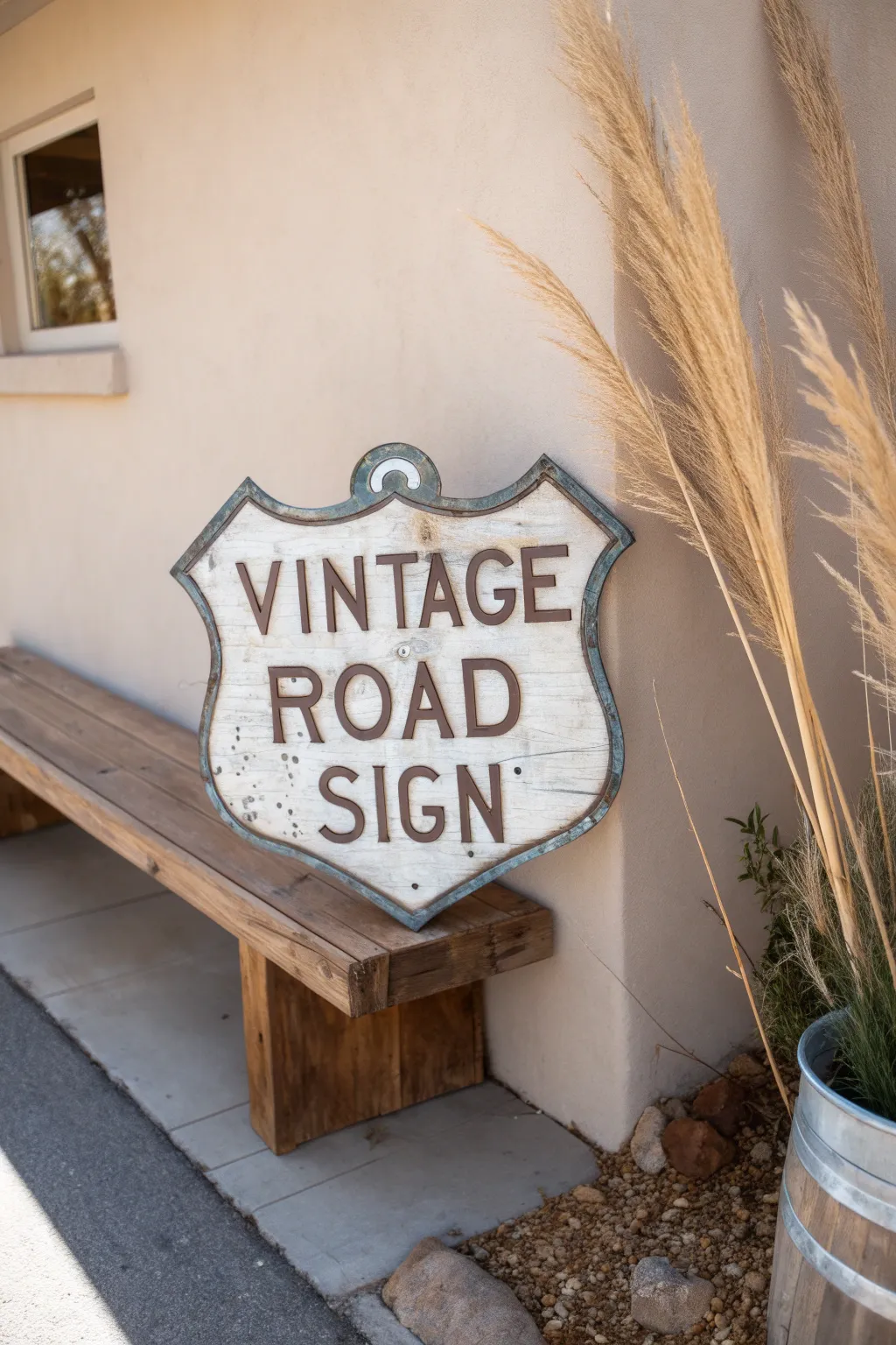Add a touch of retro nostalgia to your space with a handcrafted vintage road sign.