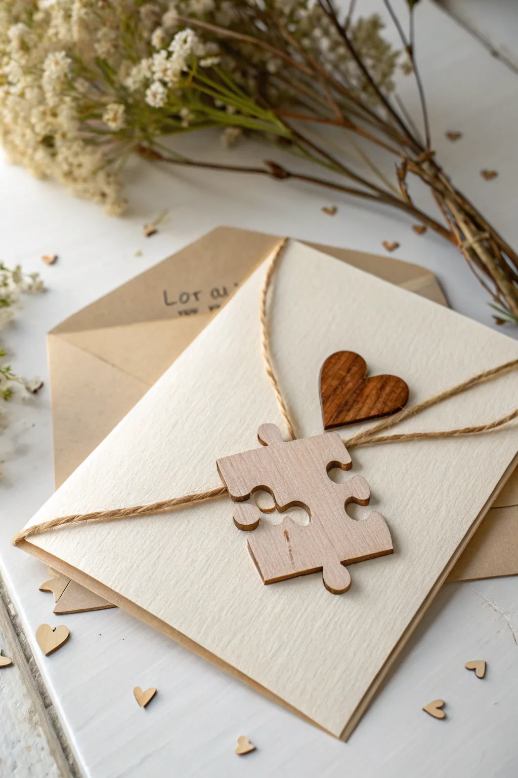 Express your love with a handcrafted touch: the Puzzle Piece Card that says 'You complete me.'