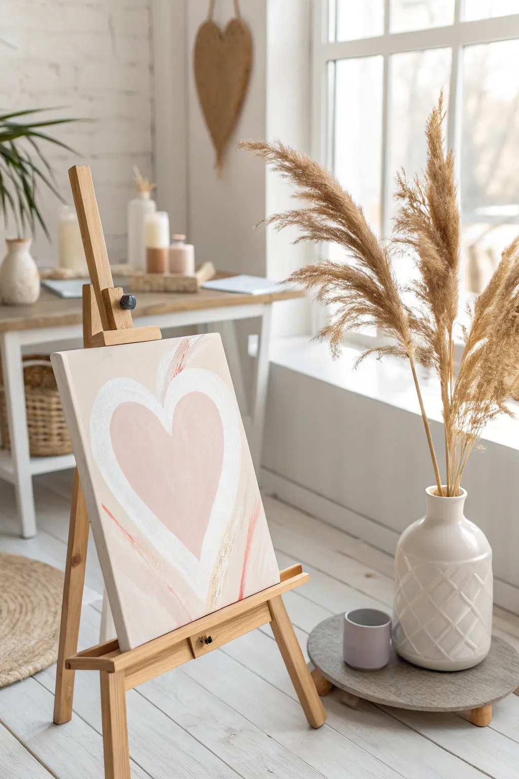 Embrace simplicity and let your heart shine with this elegant negative space canvas art.