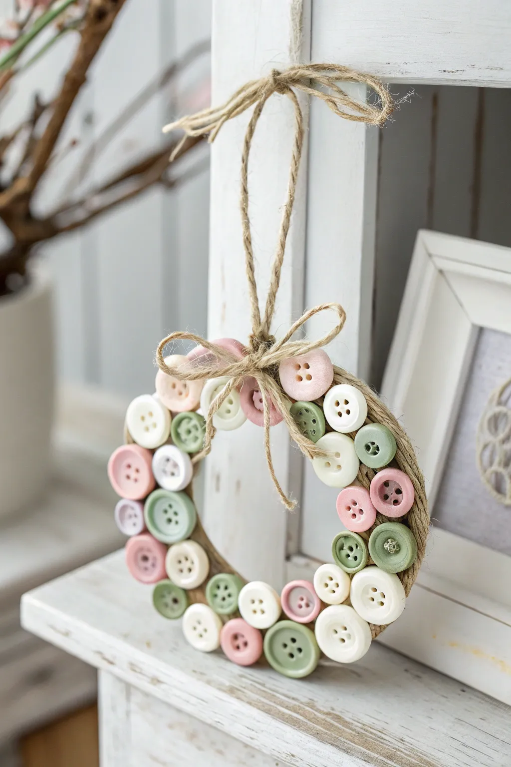 Elevate your holiday decor with a touch of handmade charm - Button Wreath Ornaments that capture the essence of minimalist beauty.