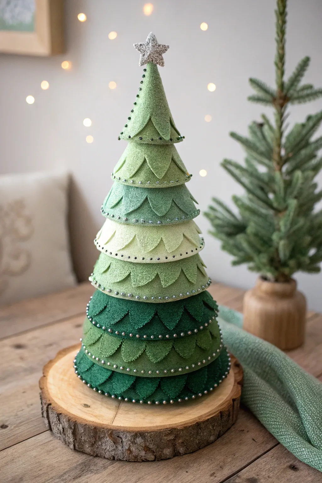 Embrace the beauty of simplicity with this handcrafted felt Christmas tree, a perfect blend of Scandinavian minimalism and Boho charm.