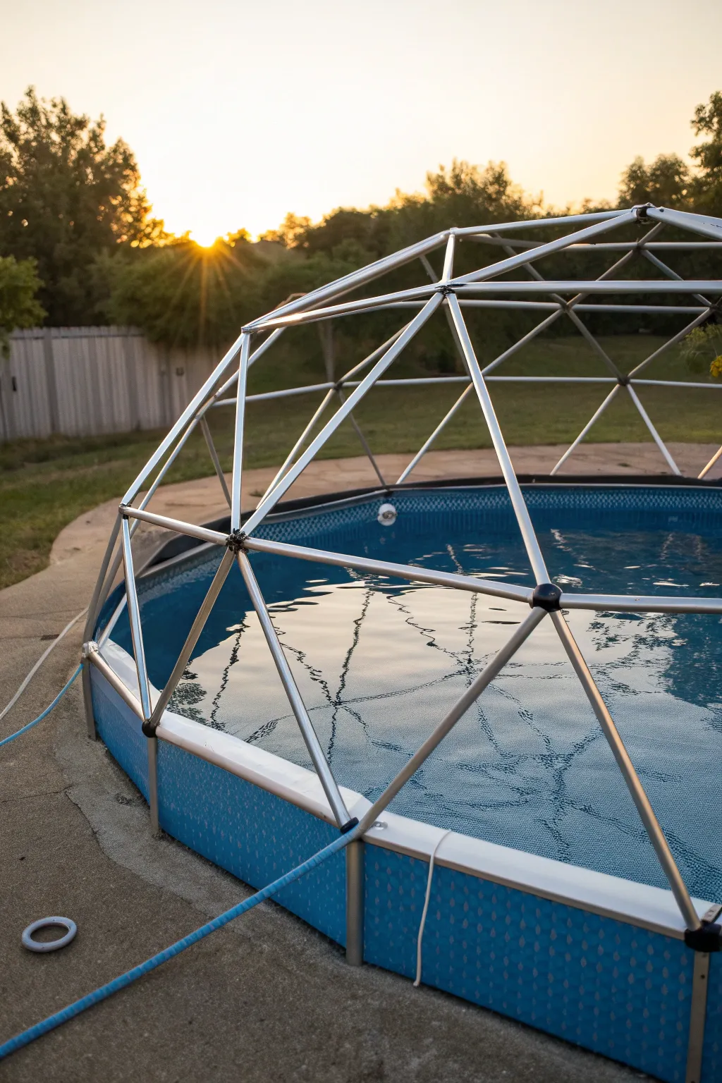 Transform your old tent poles into a chic pool cover frame and elevate your outdoor space with this clever DIY idea!