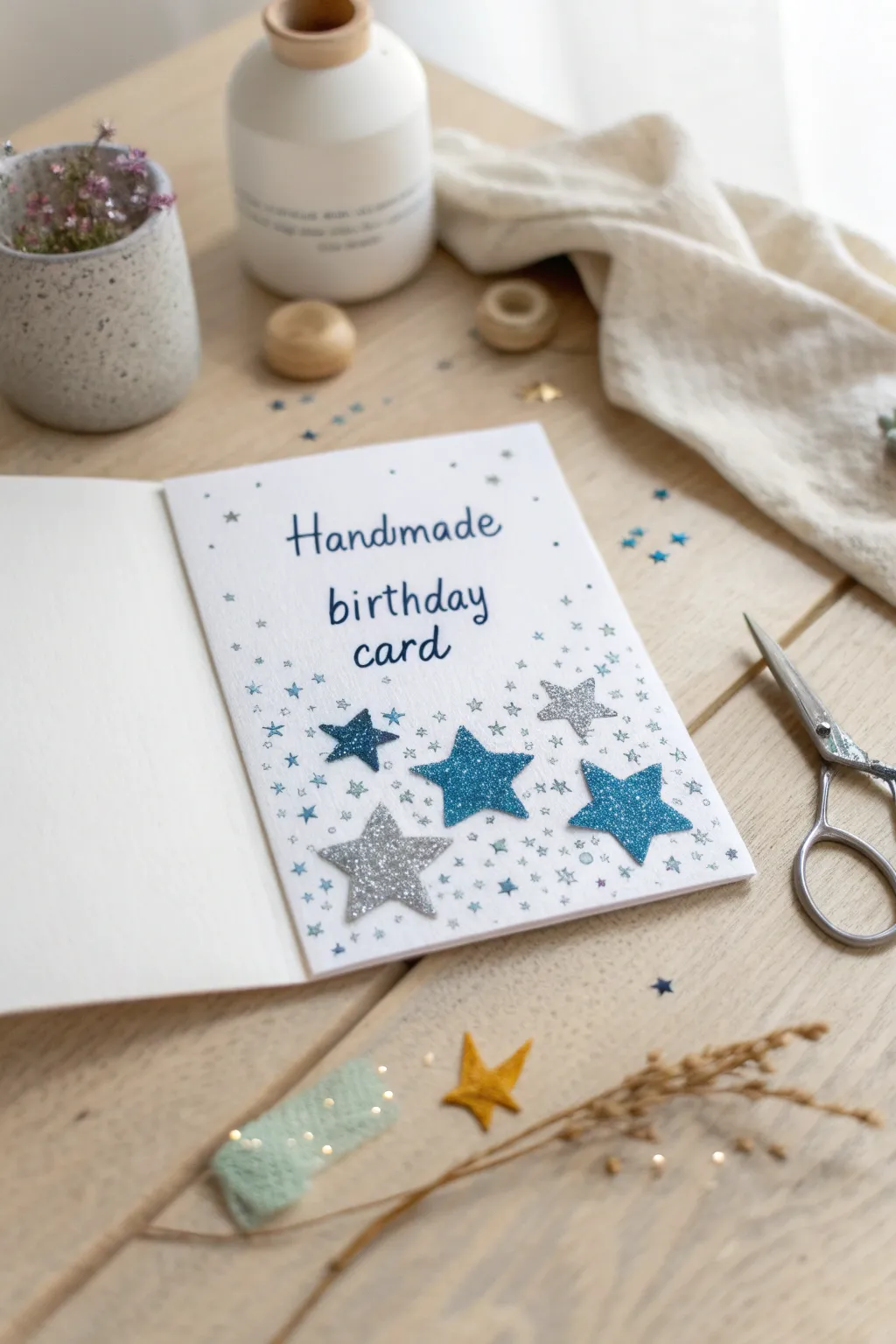 Sparkle and simplicity: Craft a glittery galaxy card with your little one.