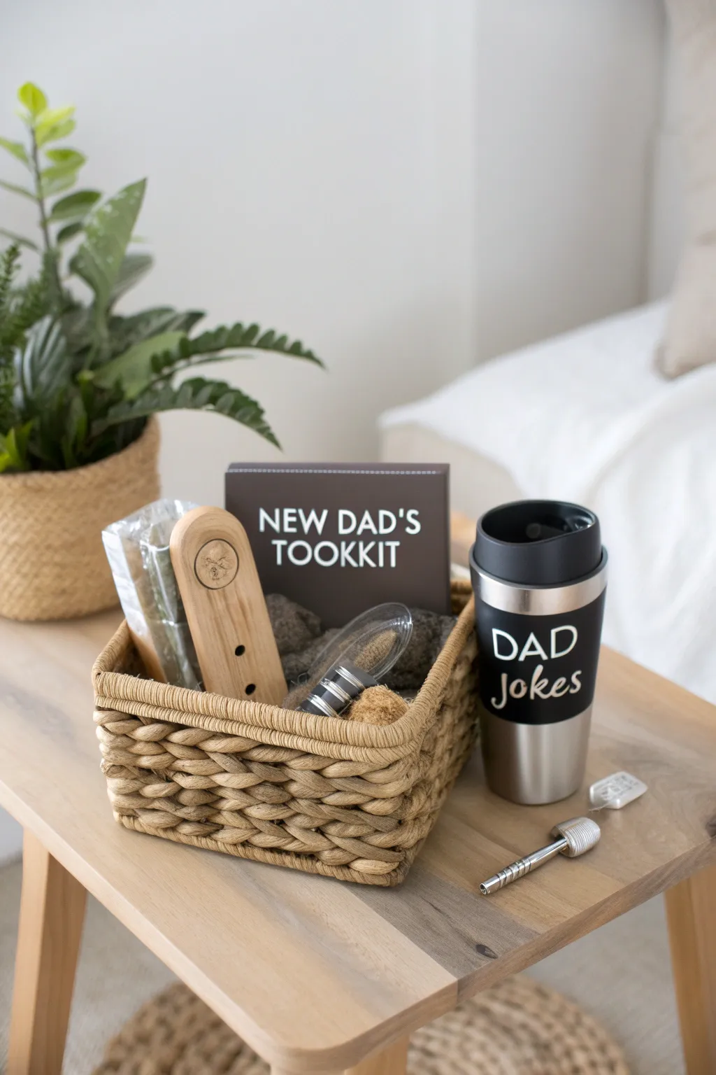 Celebrate new beginnings with the perfect dad-approved gift basket! 🌿🧺#NewDadsToolkit #ScandinavianMinimalism
