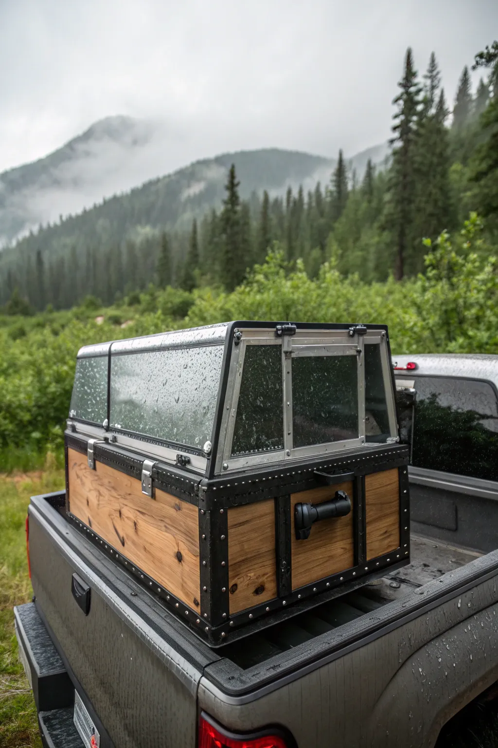 Stay ready for any weather with this stylish quick-release rain cover for your truck's dog box!