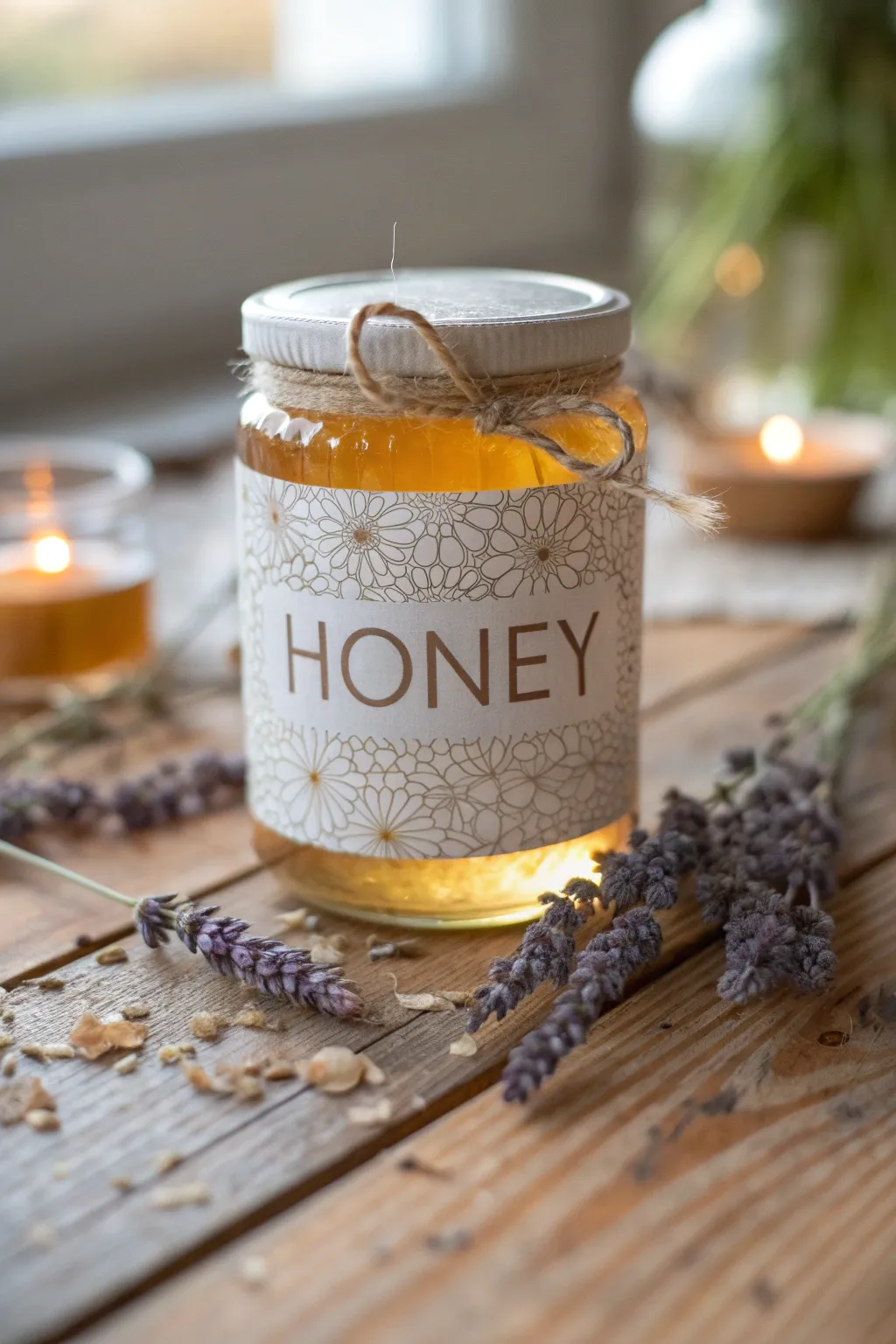 Sustainable sweetness: A minimalist honey jar with eco-friendly charm.