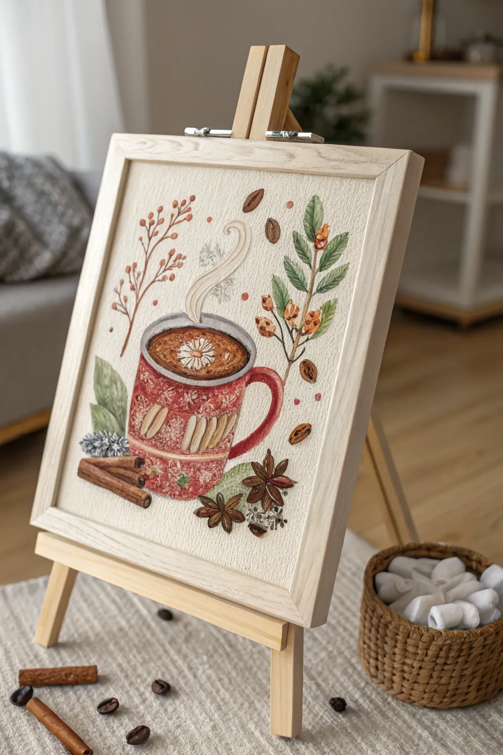 Warm up your space with a splash of color and cozy vibes - Hot Cocoa Canvas Art for those who cherish simplicity and craftsmanship.