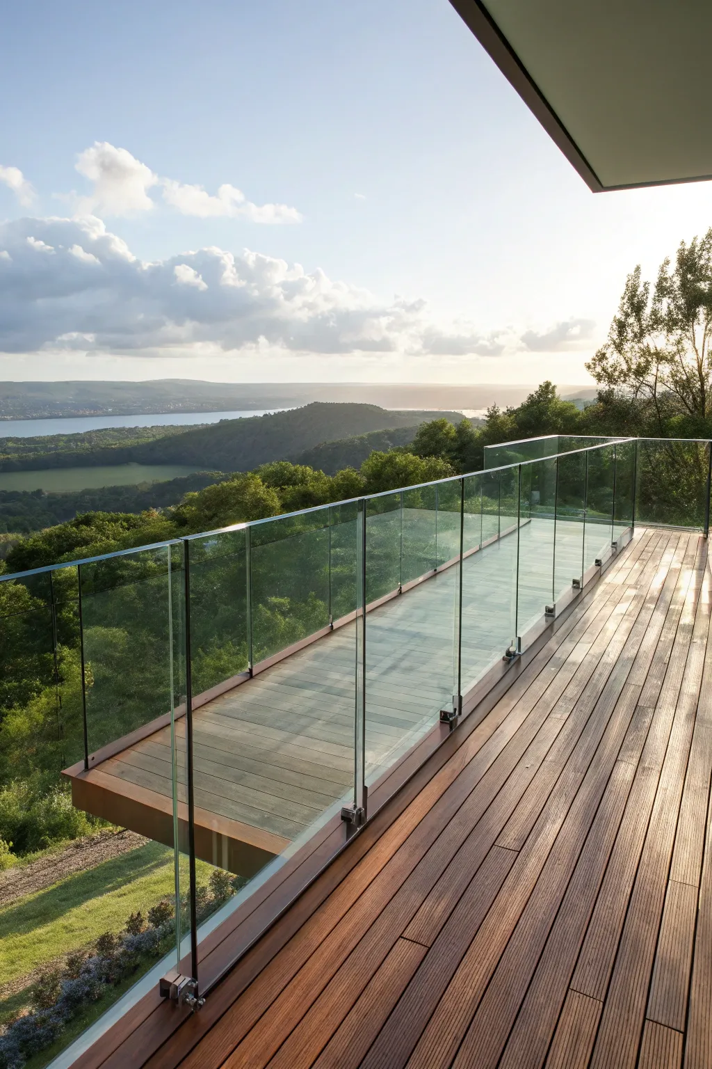 Elevate your deck experience with modern glass railings for an unobstructed, breathtaking view.
