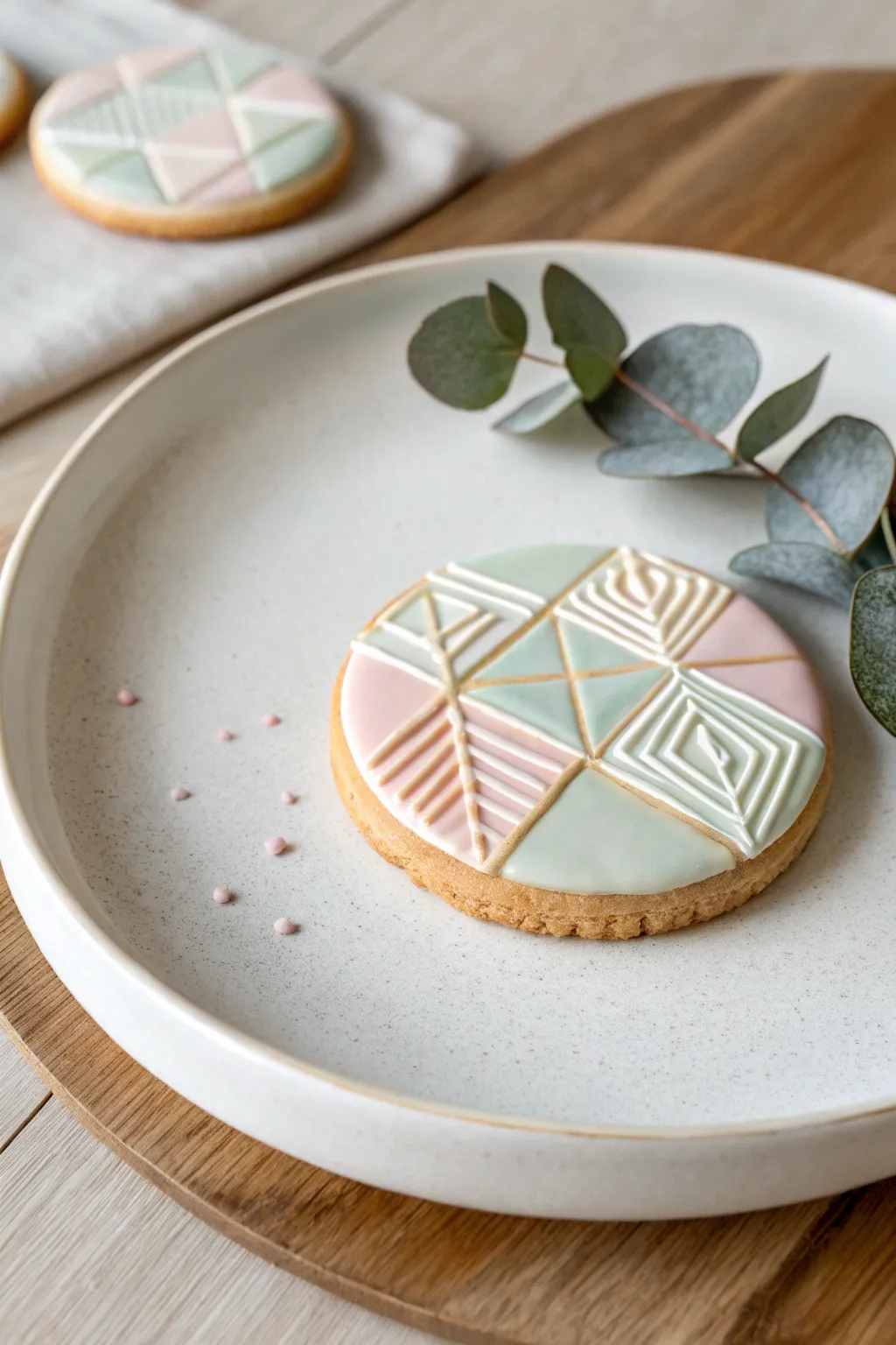 Elevate your cookie game with chic geometric designs that embody minimalist elegance and boho charm.
