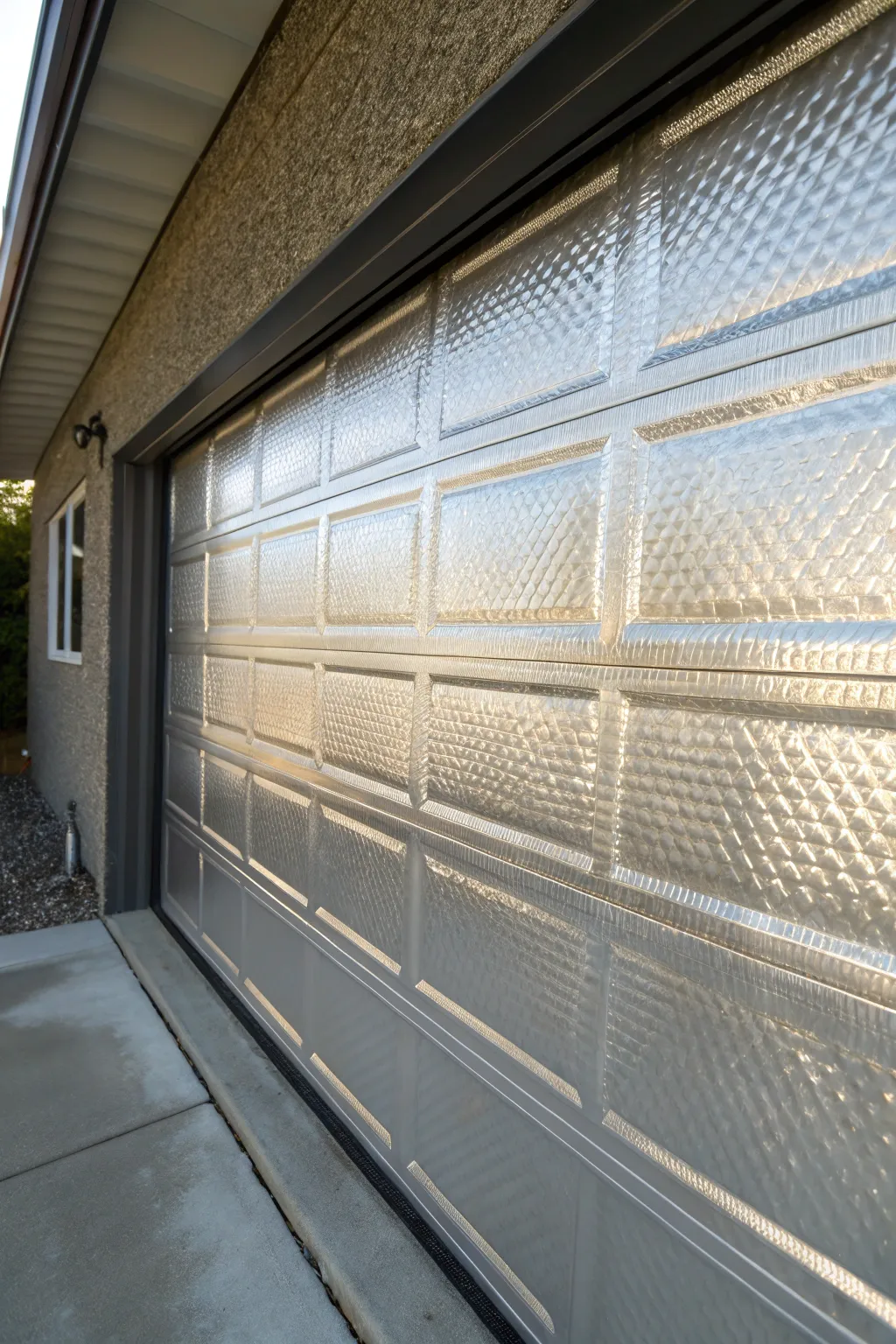 Upgrade your garage door insulation with sleek, reflective bubble wrap for style and efficiency.