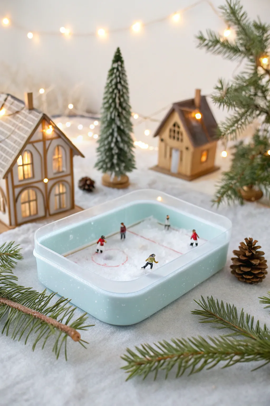 Craft your own winter wonderland with a minimalist DIY ice rink that brings your Christmas village to life.