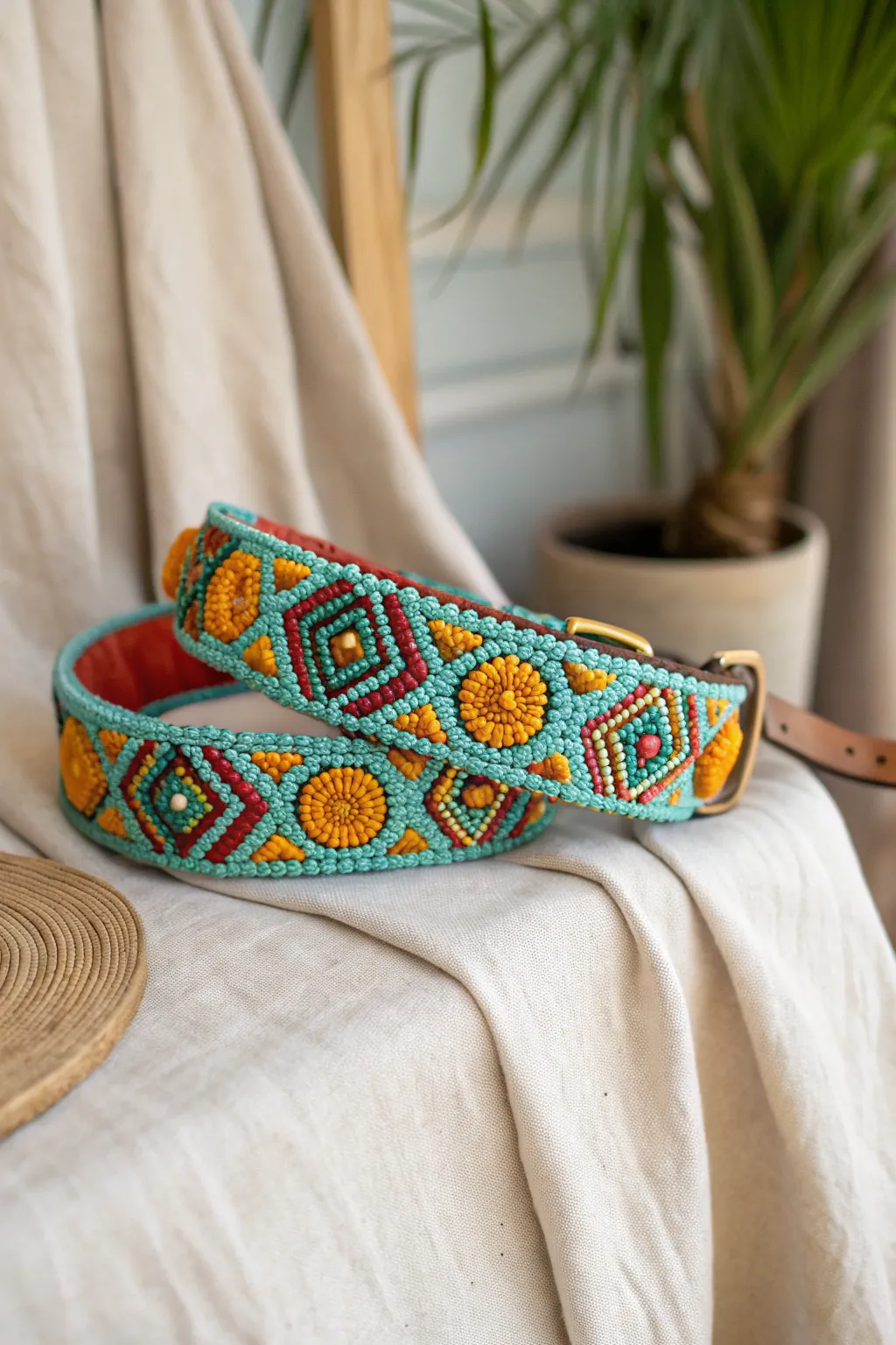 Elevate your style with a touch of artistry: a handcrafted beaded belt that transforms simplicity into a statement.