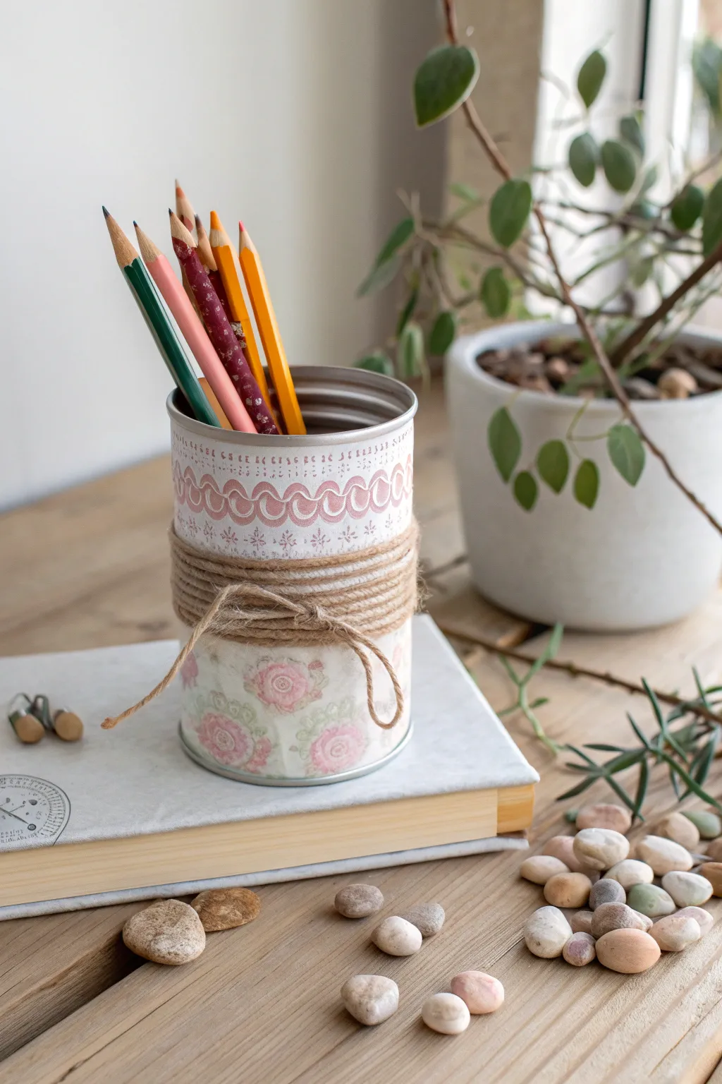 Elevate your desk organization with this chic DIY pencil holder, blending minimalist design with Boho flair.