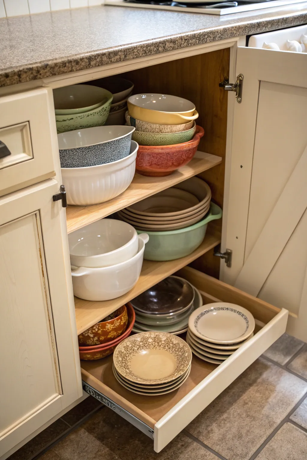 Nesting items is a quick way to free up space.