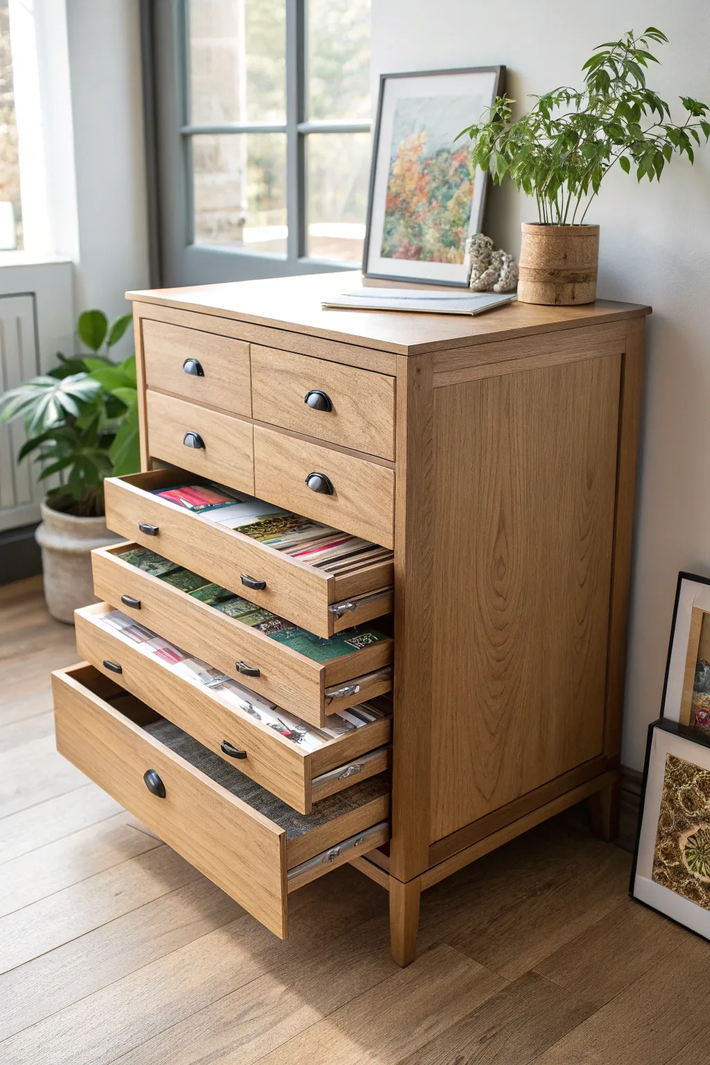 Elevate your craft room with a stunning map chest for organized creativity.