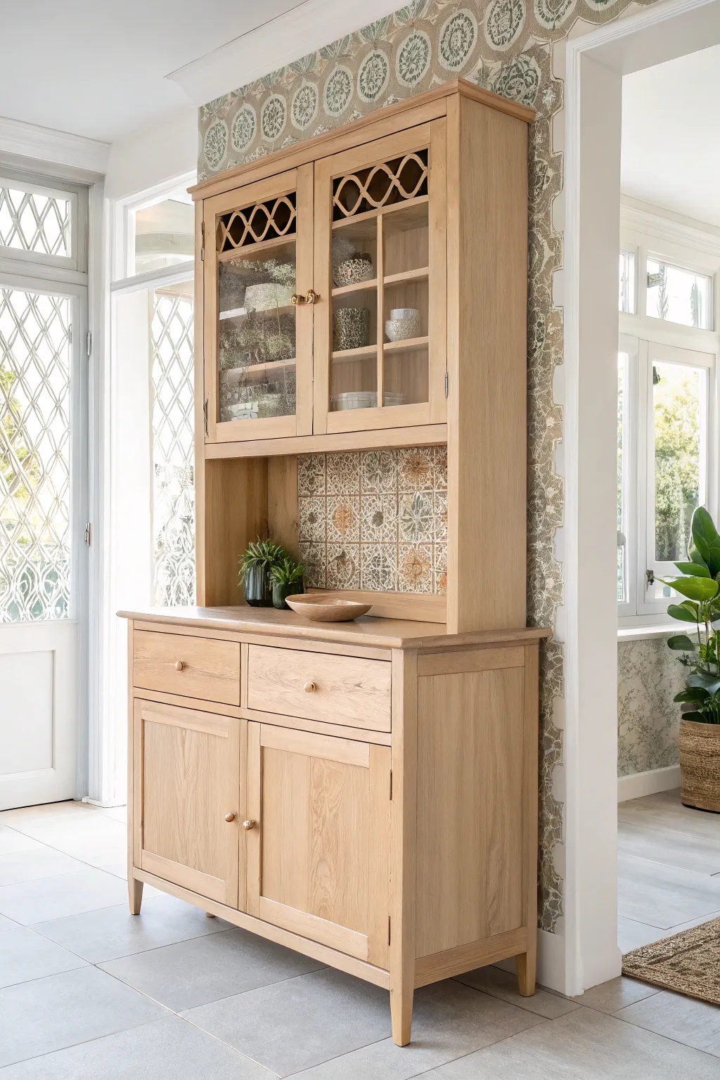 Transform your hutch with a statement backsplash that captivates and inspires!