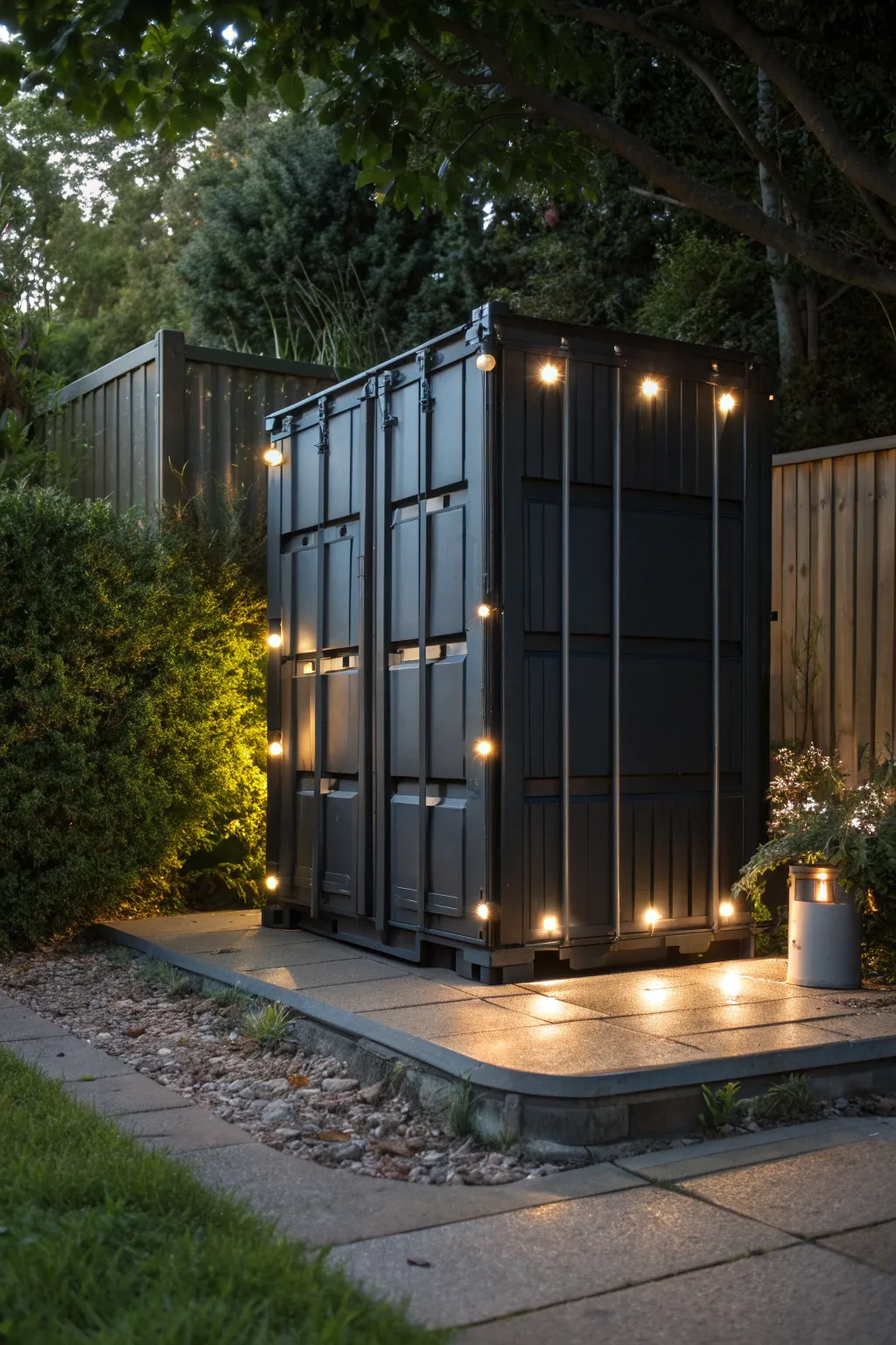 Illuminate your garden path with this stylish, solar-powered IBC container transformation.