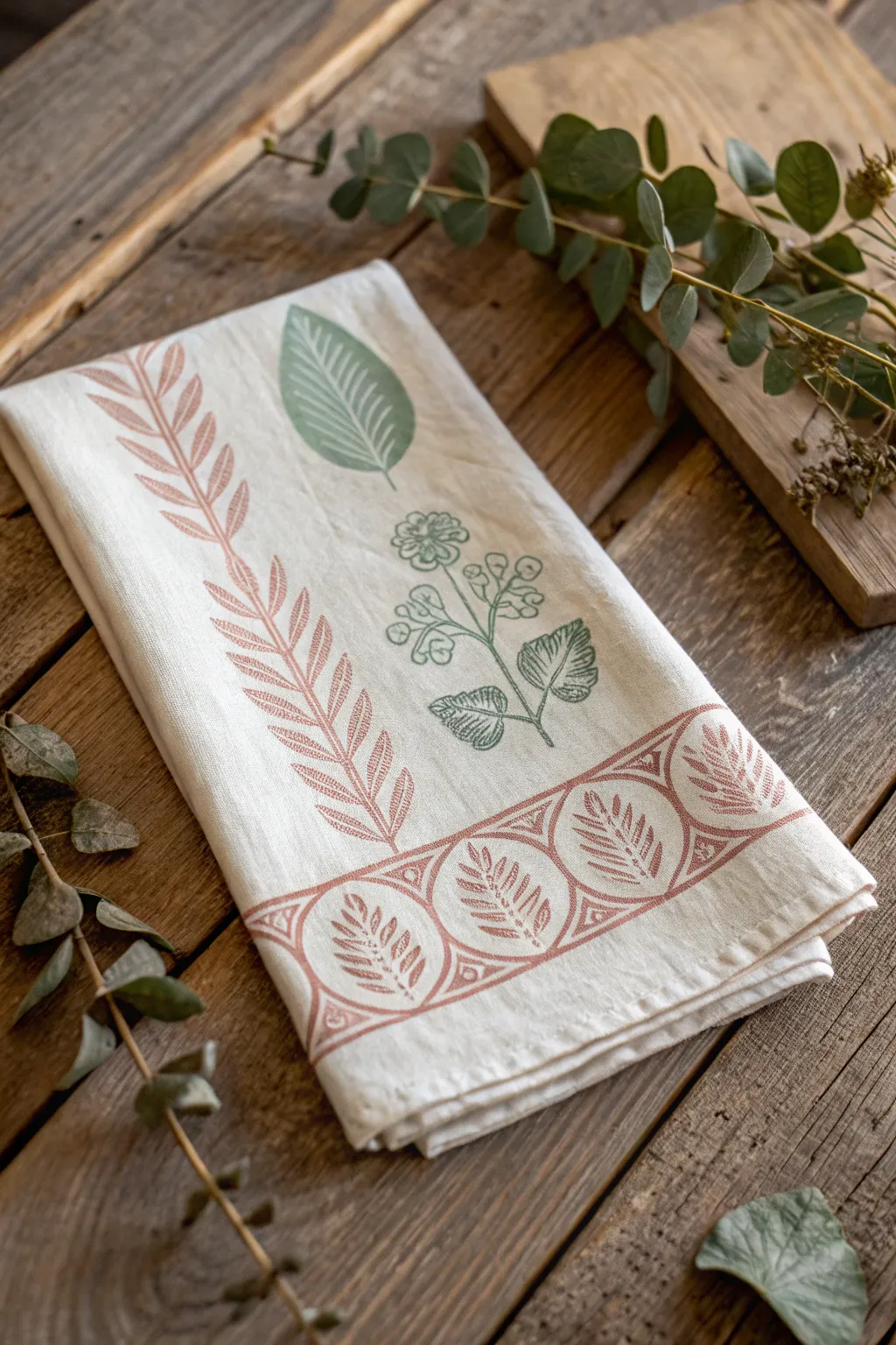 Elevate your kitchen with handcrafted charm: Discover the art of stamped tea towels.