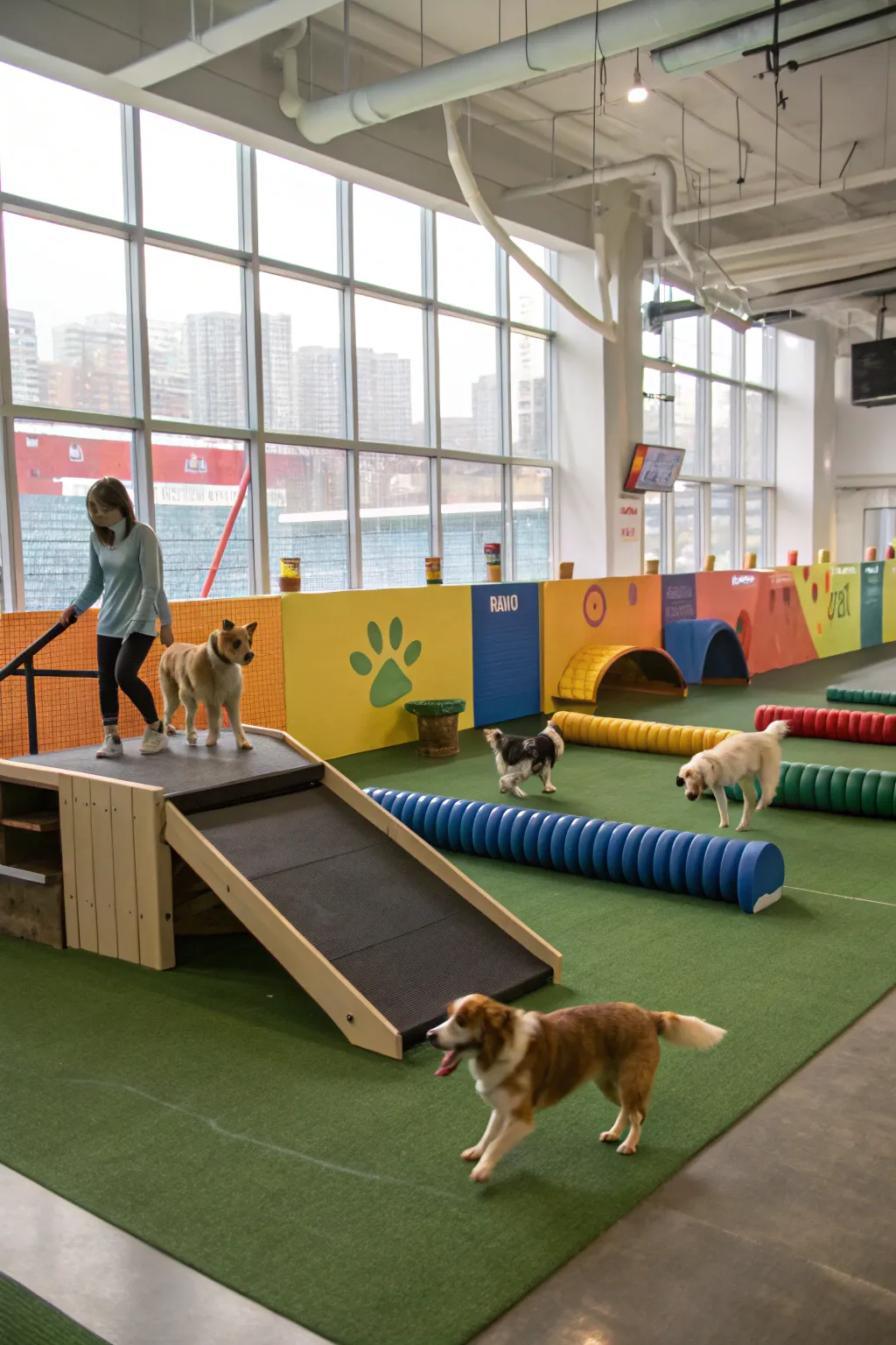Multi-level areas offer exciting exploration opportunities for dogs.