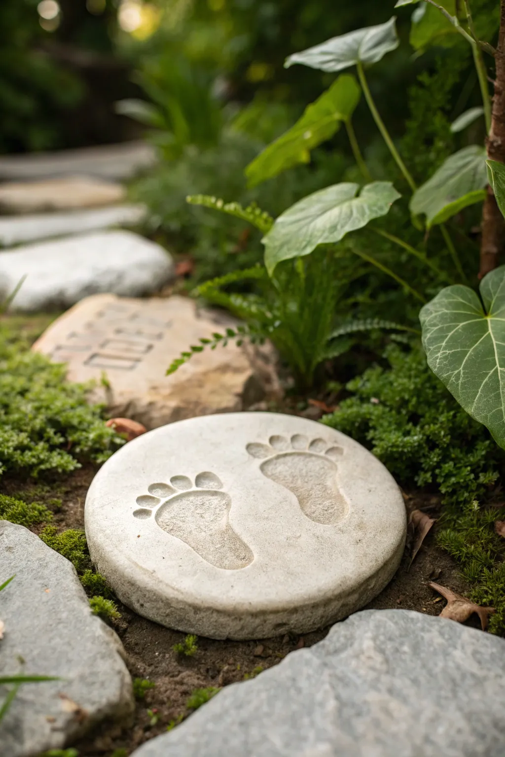 Capture precious moments with elegant footprint stepping stones for your garden path.