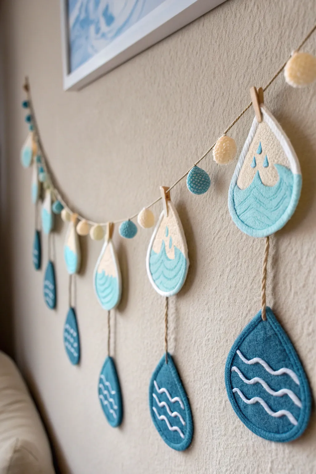 Elevate your space with a water-themed garland, celebrating the essence of baptism through minimalist elegance.