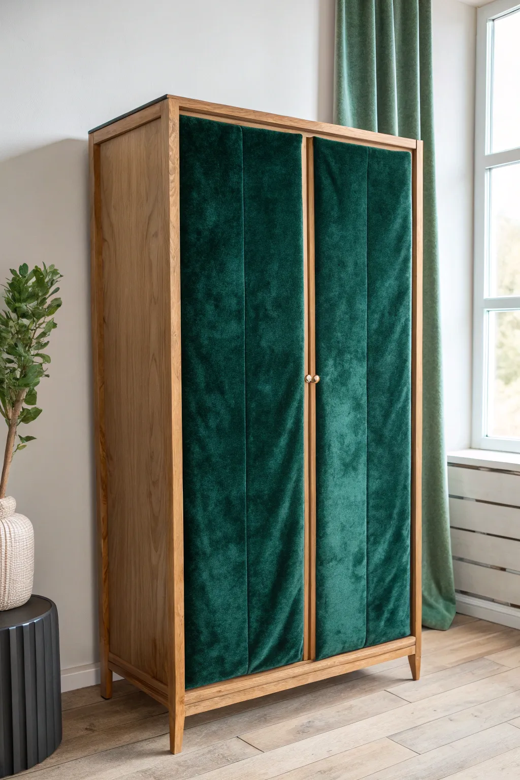 Transform your jewelry armoire with the lush touch of velvet upholstery for a blend of Scandinavian minimalism and boho charm.