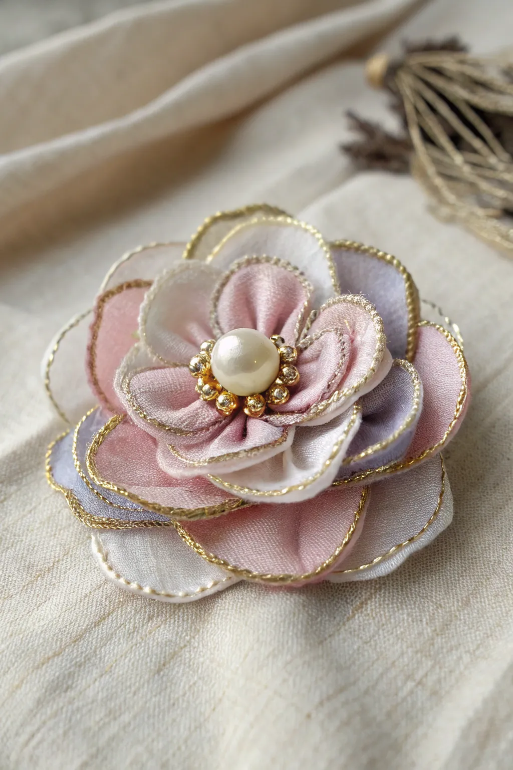 Upcycle with style: Create delicate floral fabric brooches perfect for a minimalist touch of elegance.