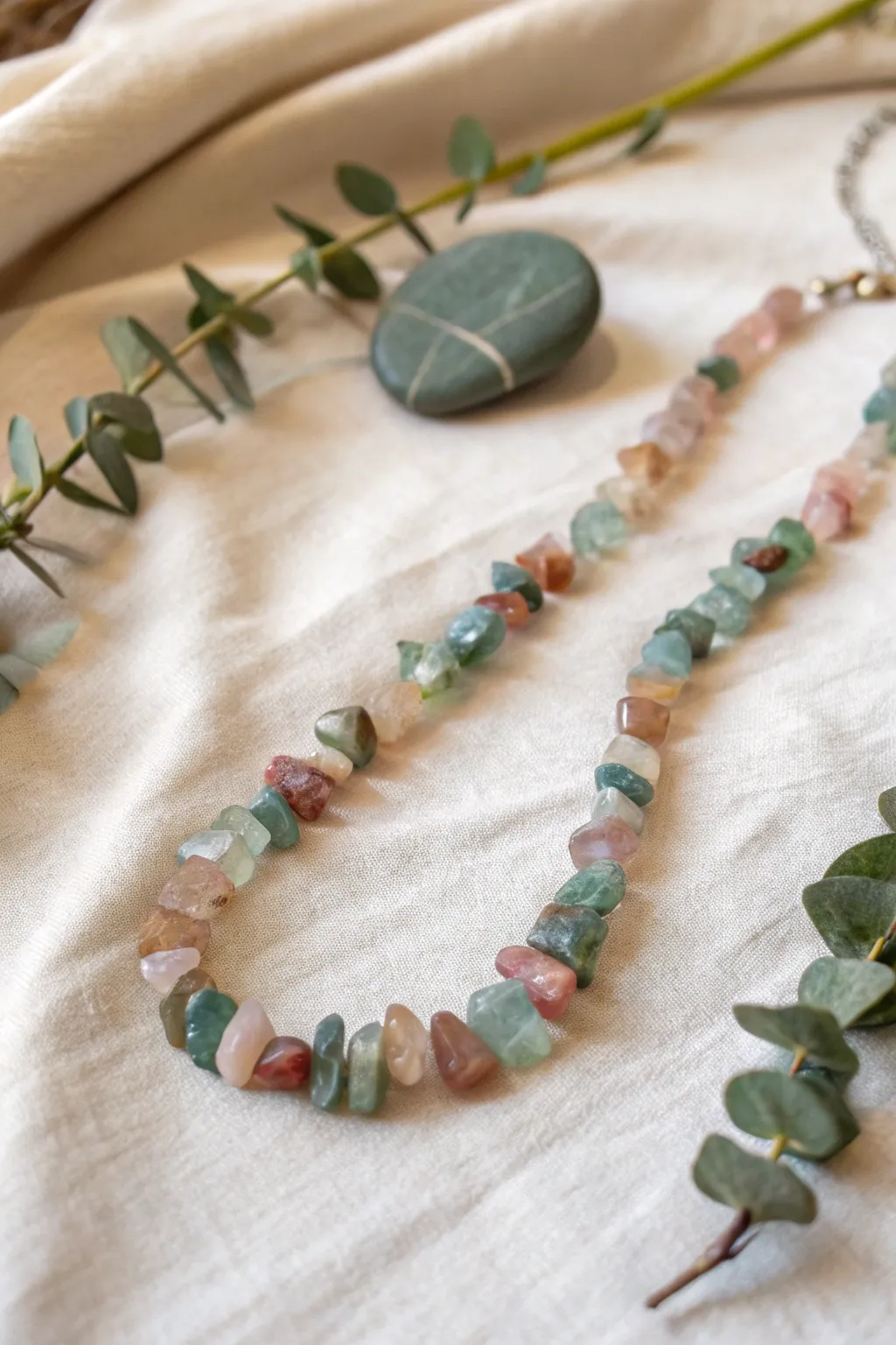 Embrace natural elegance with a handcrafted gemstone chip necklace, where simplicity meets bohemian charm.