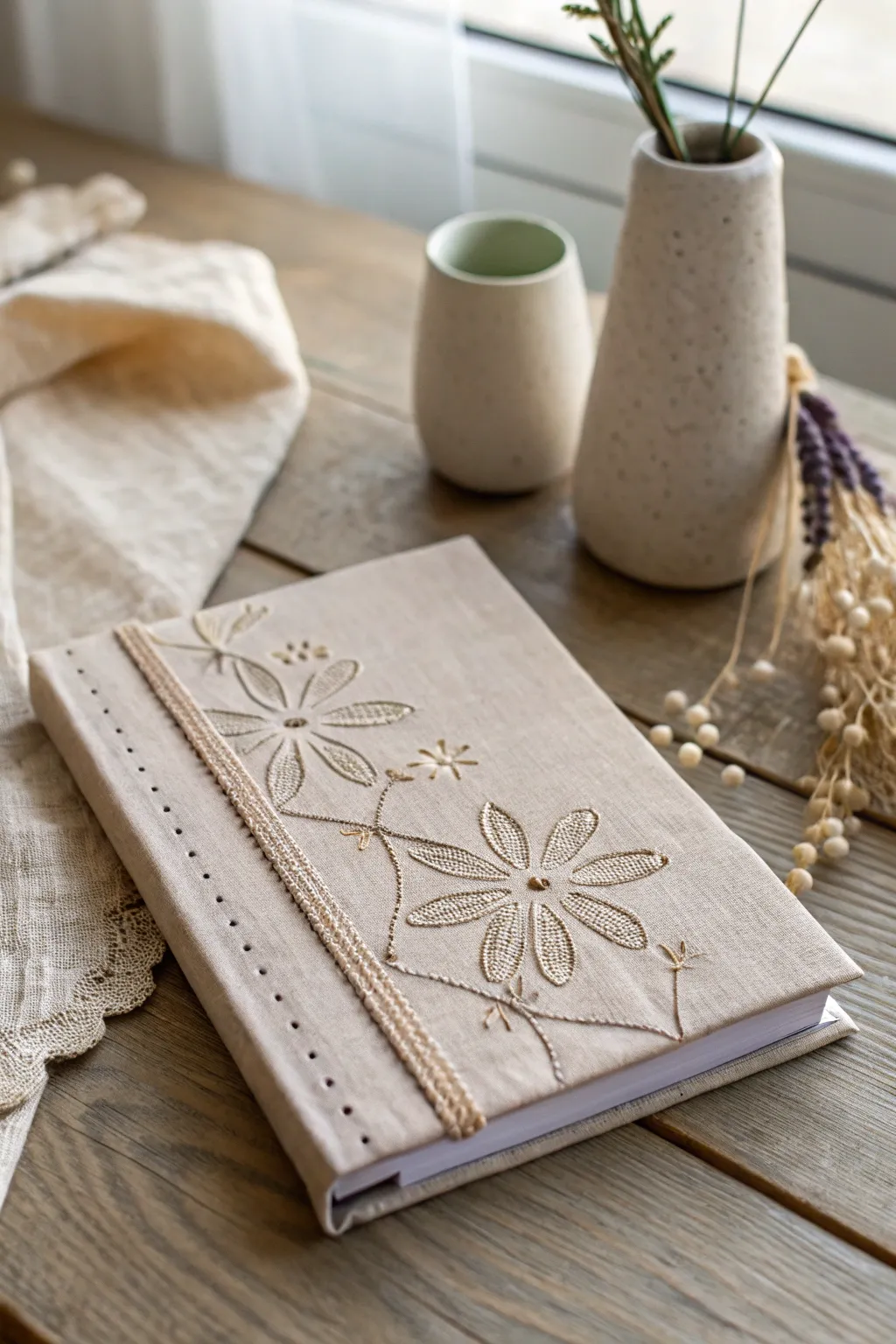 Wrap your thoughts in comfort with a handmade fabric journal cover, where simplicity meets artisanal beauty.