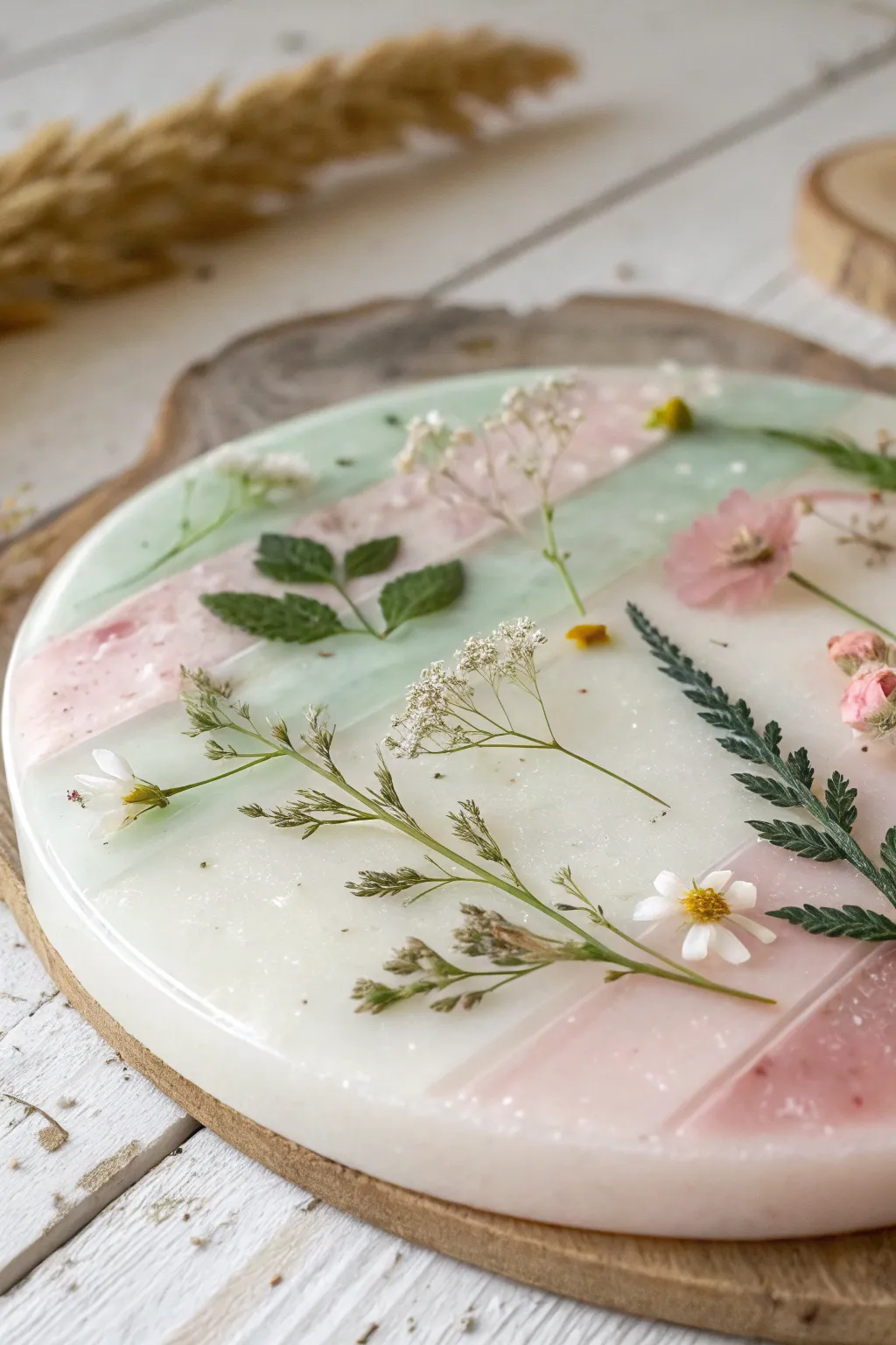 Discover the secrets within: This layered resin art piece is a blend of simplicity and intrigue, perfect for the curious at heart.
