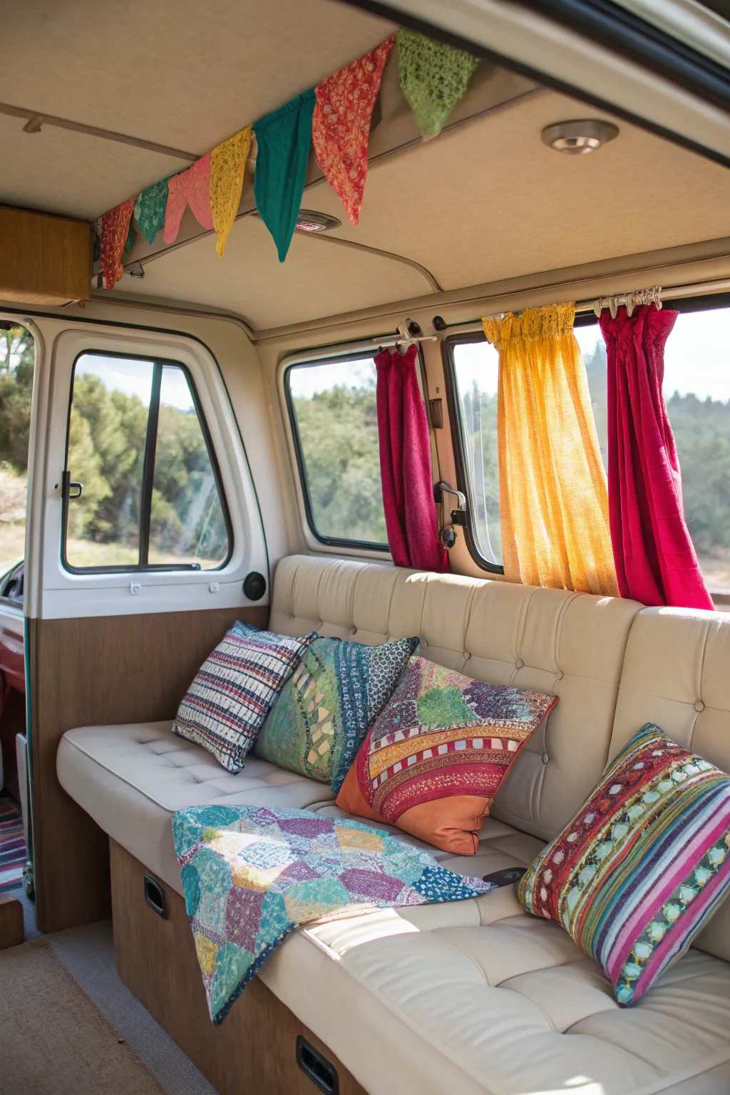 Transform your minivan into a stylish haven with vibrant decor and personalized touches.