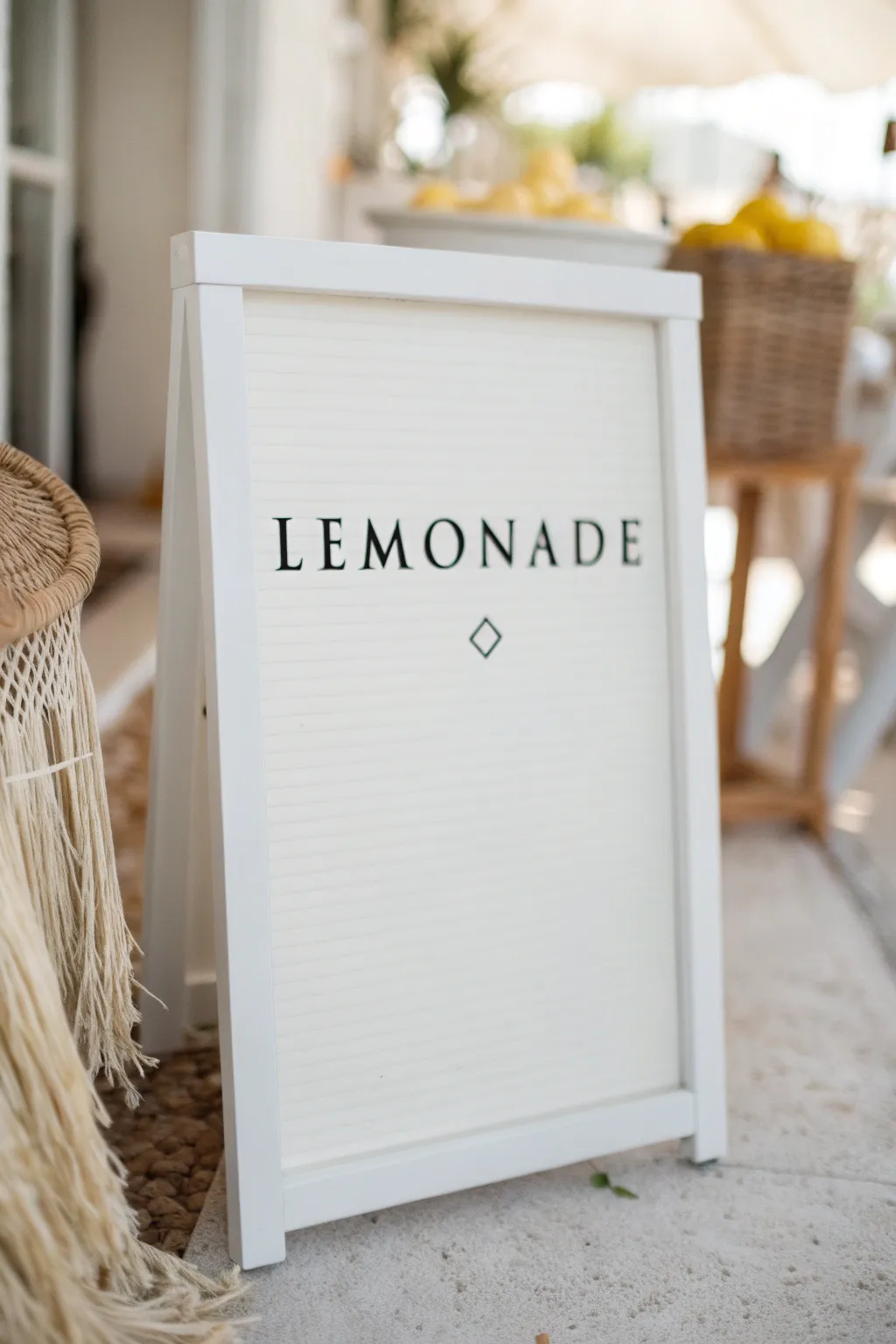 Simplicity speaks volumes – a minimalist lemonade stand sign that's both modern and timeless.
