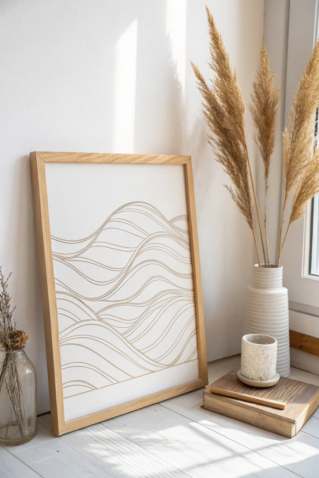 Embrace tranquility with these elegant abstract wave lines, a perfect minimalist touch for serene spaces.