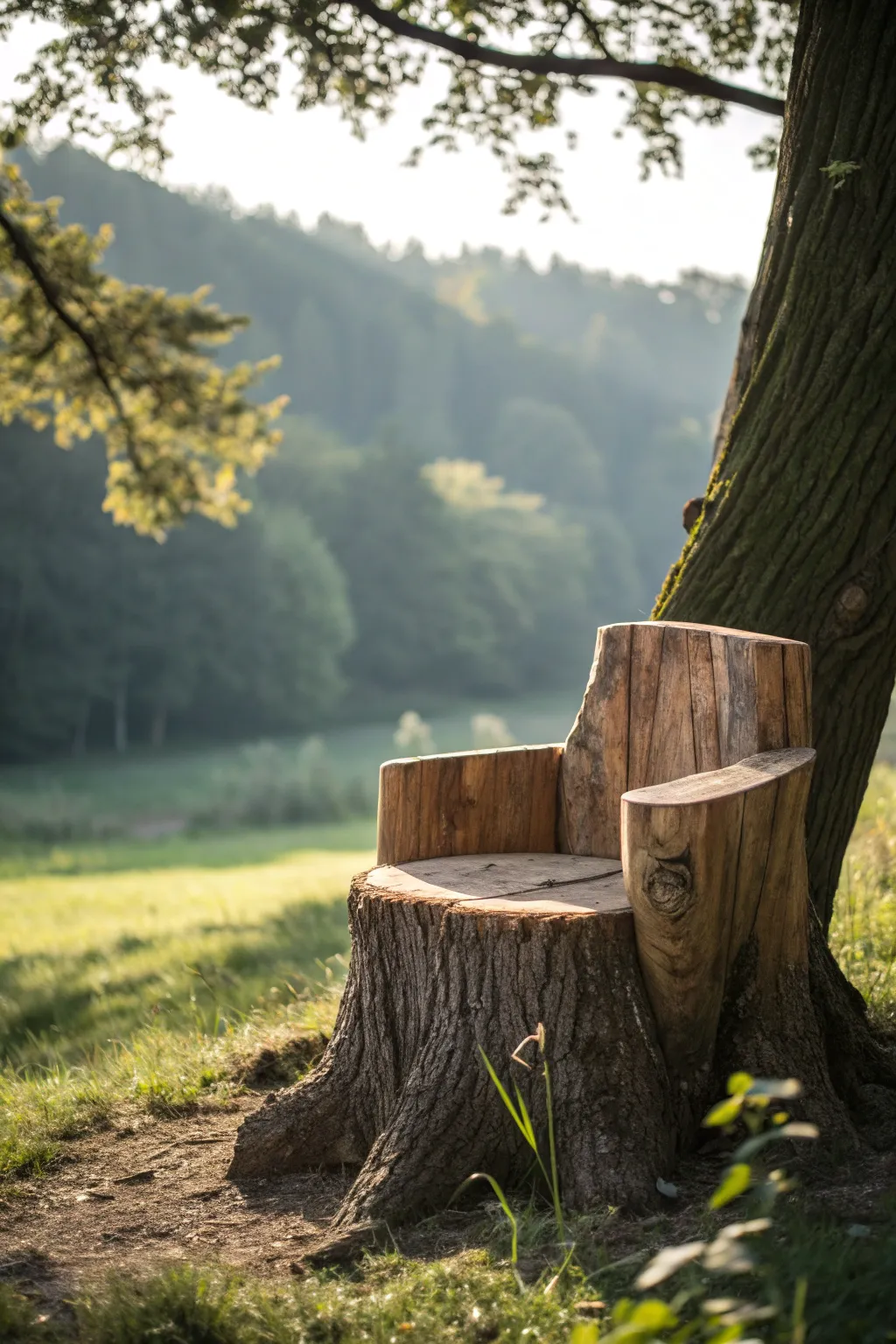 Embrace nature's elegance with this rustic log tree stump chair, a perfect blend of functionality and organic beauty.