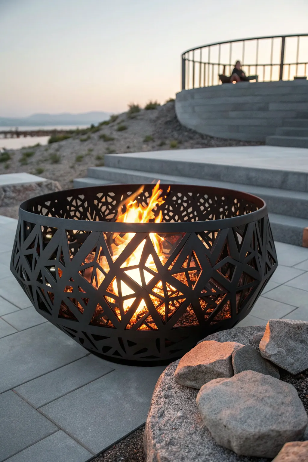 Transform your outdoor space with a statement fire pit that blends artistry and functionality.