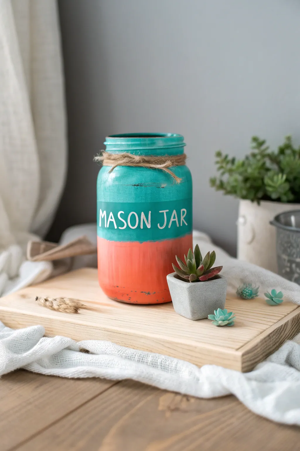 Add a splash of color with bold mason jar signs – perfect for brightening up any space with a touch of cheerful elegance!