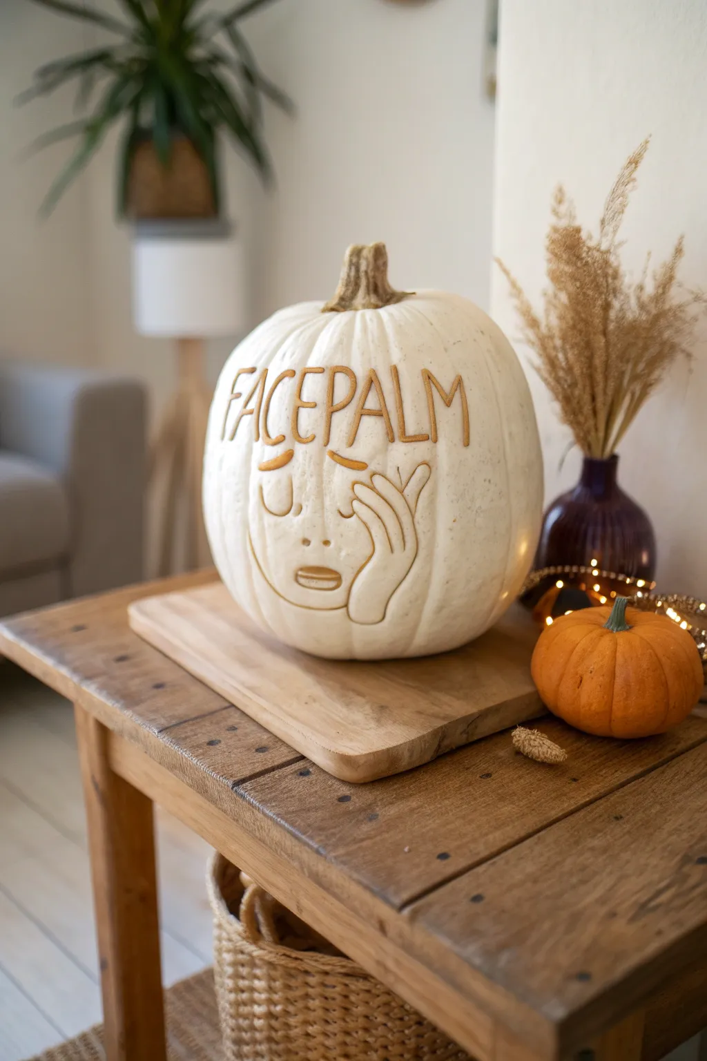 When life gives you those 'why did I do that?' moments, express it with a facepalm pumpkin!
