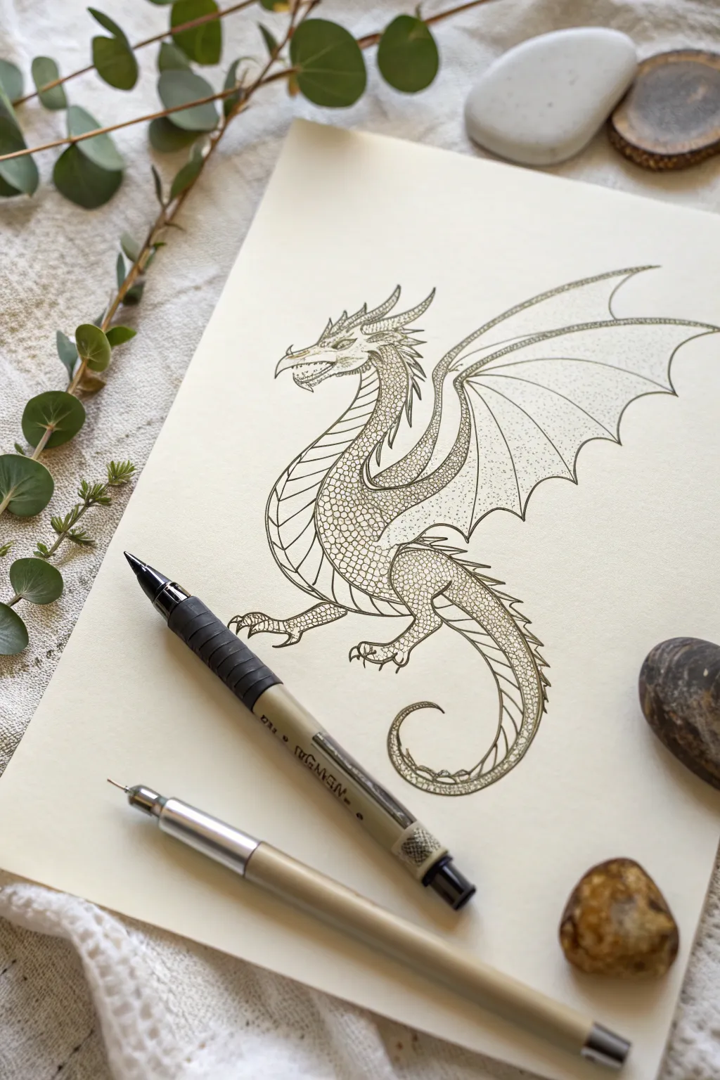 Unleash your imagination with the delicate art of micron pen dragons, where simplicity meets mythical elegance.