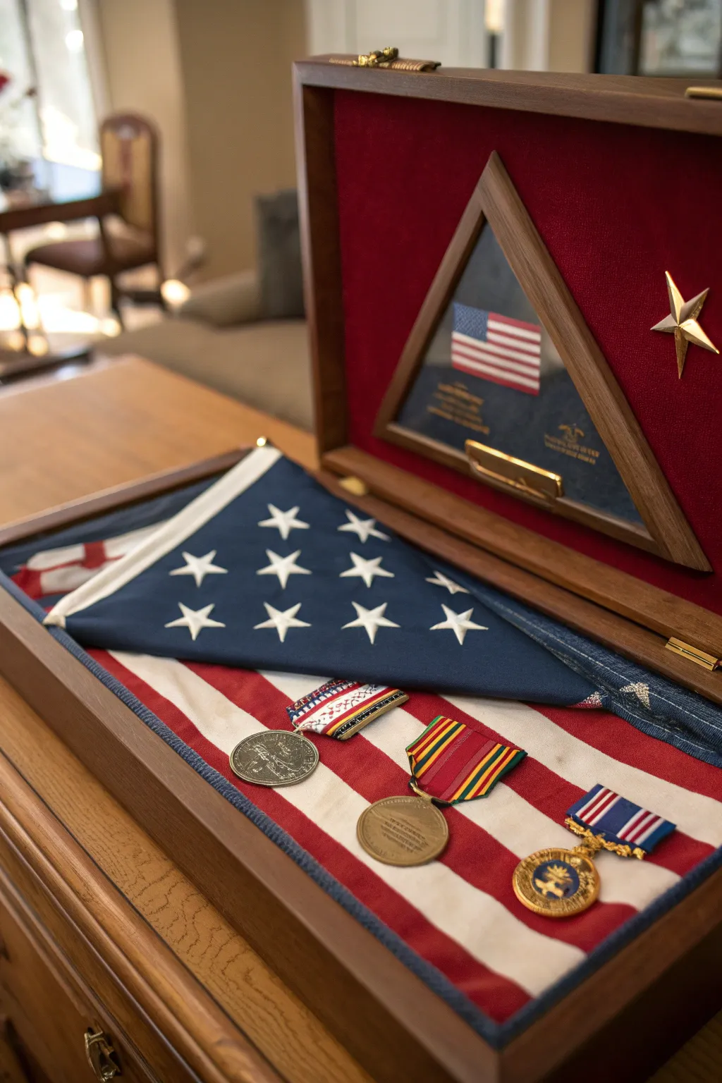 Celebrate service with a timeless red, white, and blue tribute.