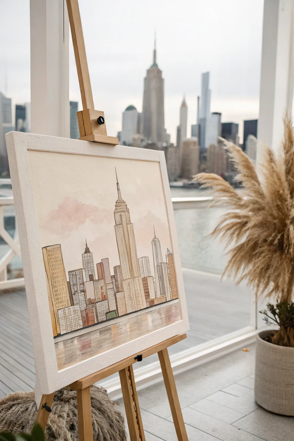 Discover the art of simplicity with this minimalist abstract cityscape, where every brushstroke tells a story of urban serenity.
