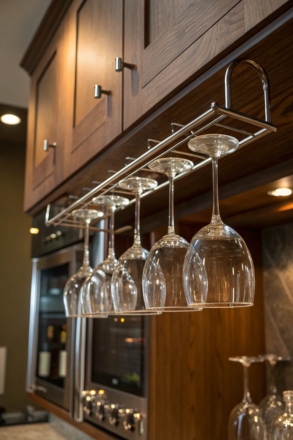 Elevate your kitchen decor with a sophisticated wine glass holder.